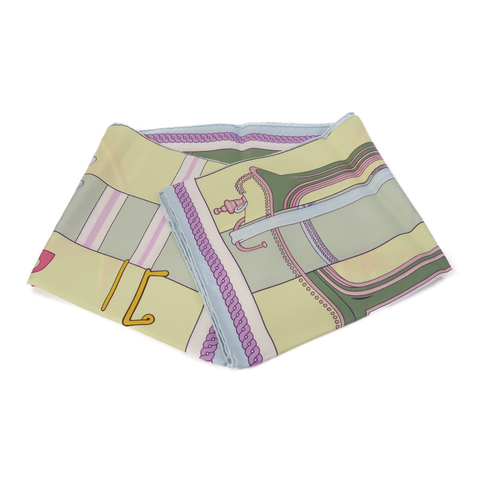HERMES 【激減優惠】絲質Scarf 90cmx90cm絲巾綠色/黃色/粉紅色