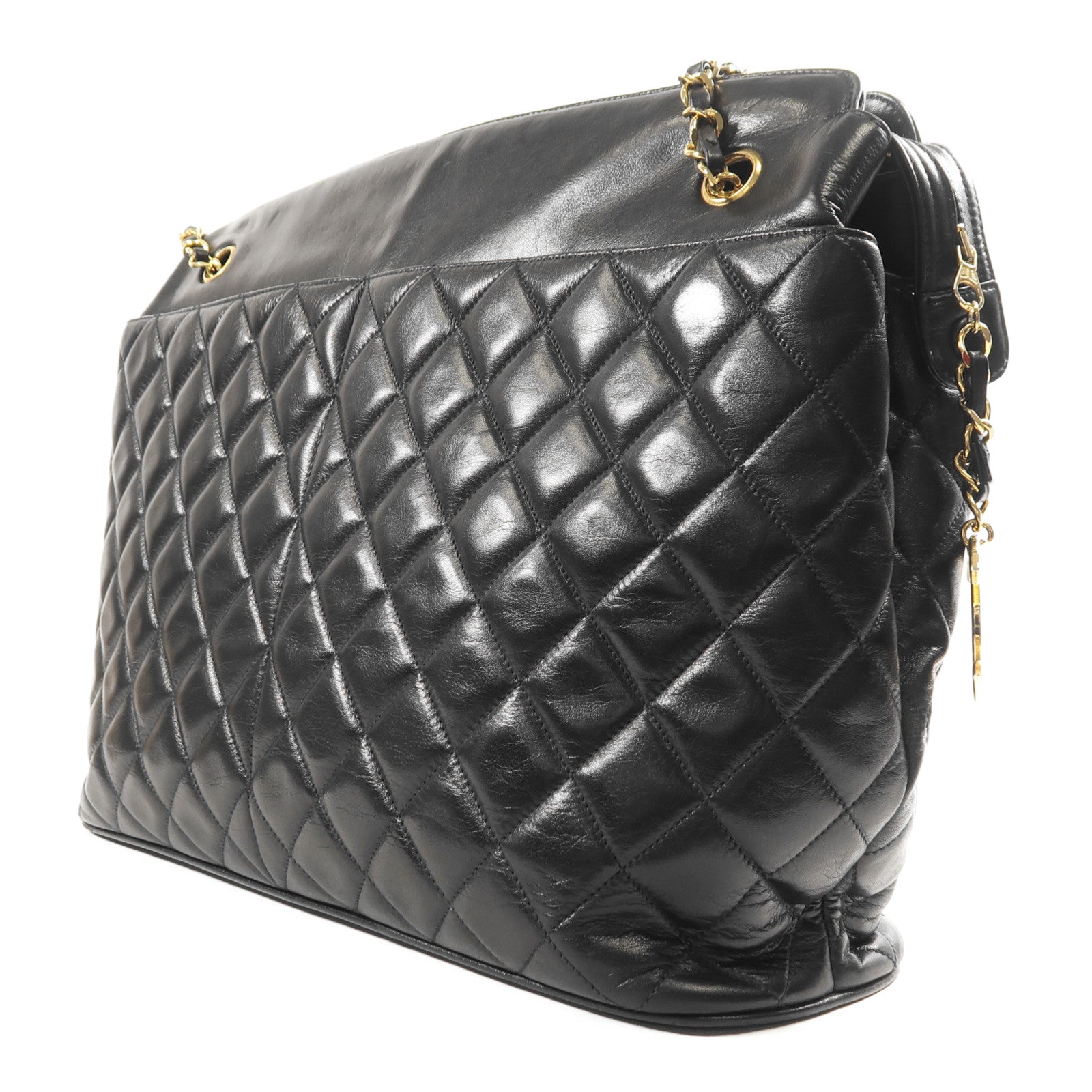 CHANEL 羊皮皮革Vintage Chain Shoulder金扣鏈帶肩背袋