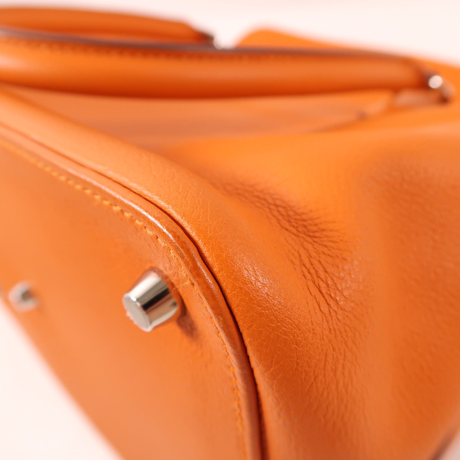 HERMES Evercolor皮革Toolbox 26銀扣手挽肩背兩用袋Orange橙色