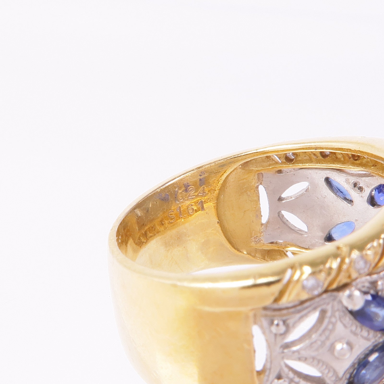 JEWELRY 18K黃金/PT900鉑金Sapphire Diamond Ring藍寶石/鑽石戒指US#6.75