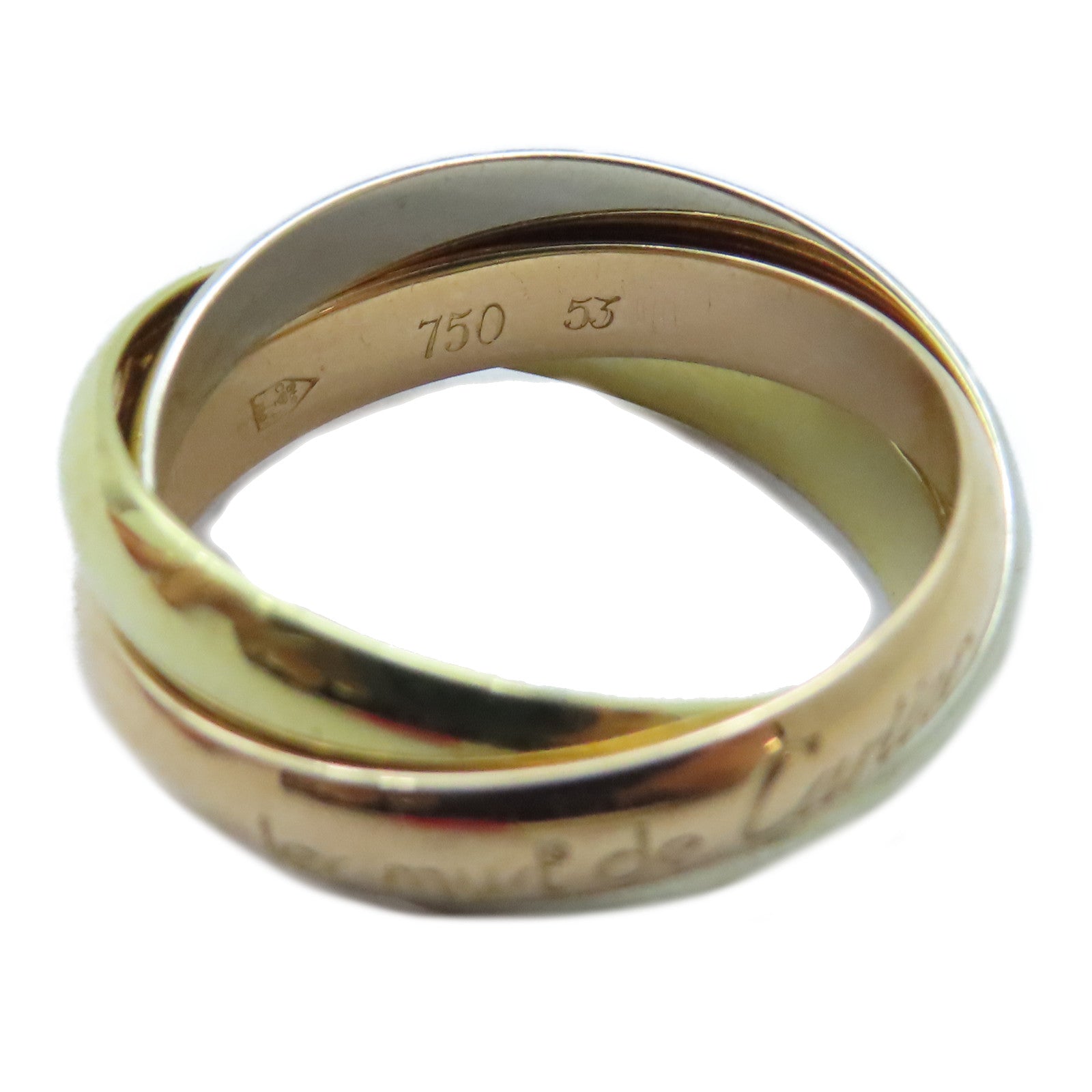 CARTIER 18K黃金/白金/玫瑰金Trinity Ring戒指Cartier#53/US#6.75