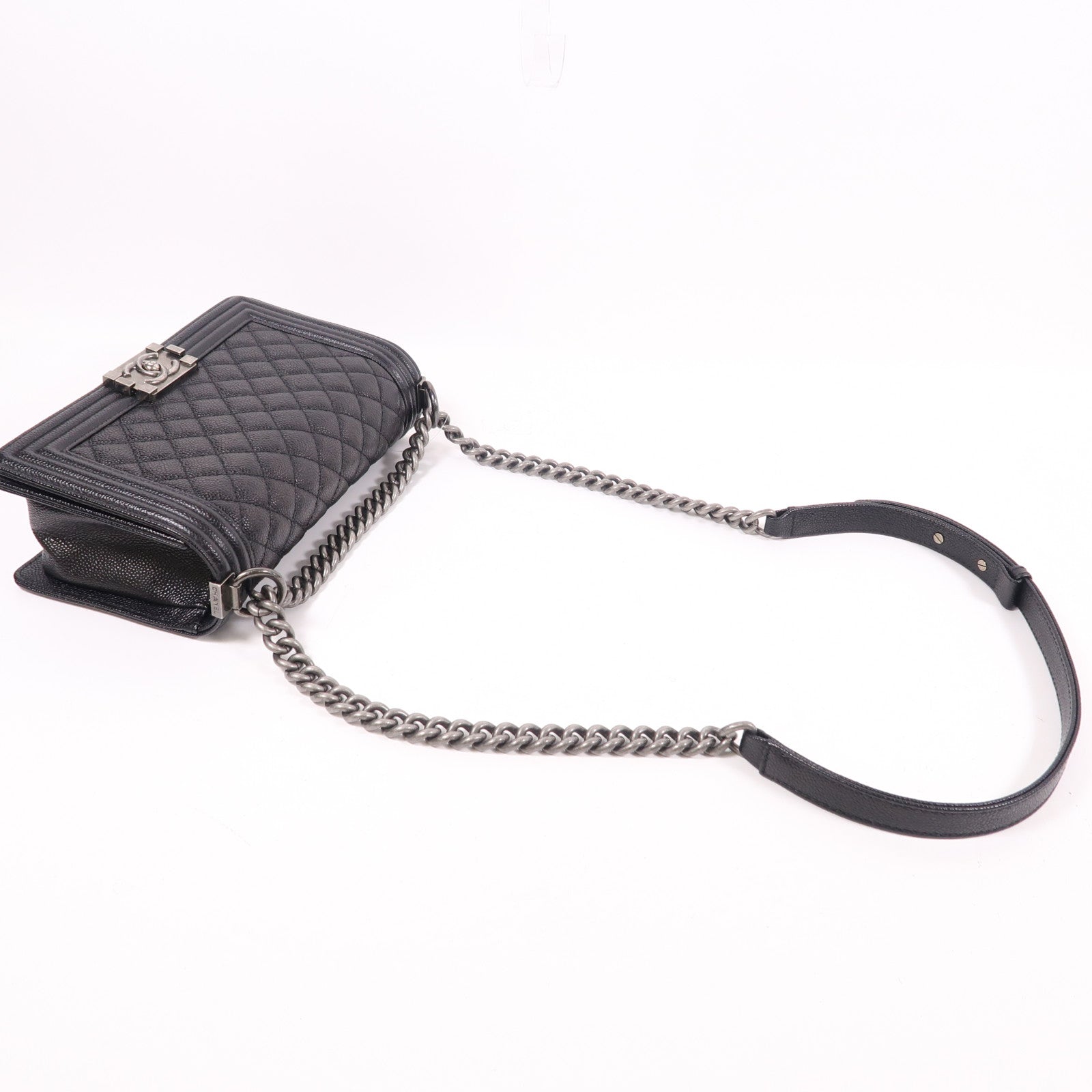 CHANEL 牛皮皮革Boy 25cm鏈帶肩背袋
