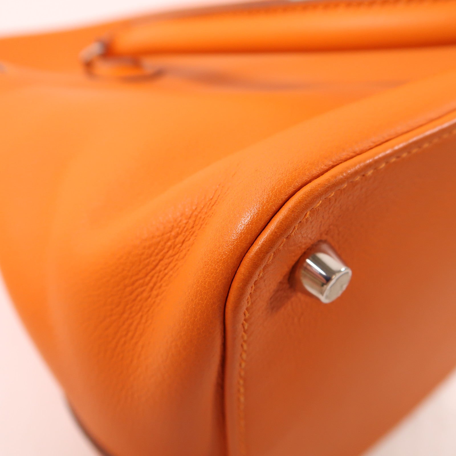 HERMES Evercolor皮革Toolbox 26銀扣手挽肩背兩用袋Orange橙色