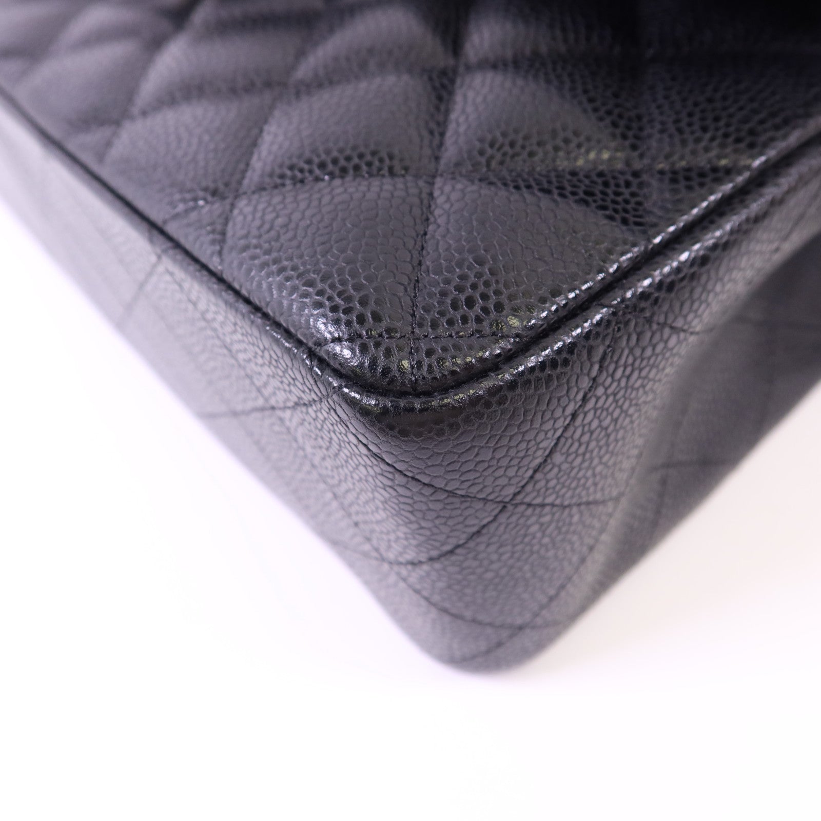 CHANEL 牛皮皮革Large Classic銀扣鏈帶肩背袋