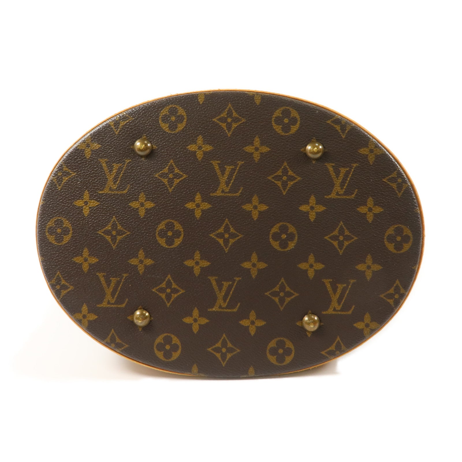 LOUIS VUITTON Monogram Bucket GM金扣手挽袋棕色