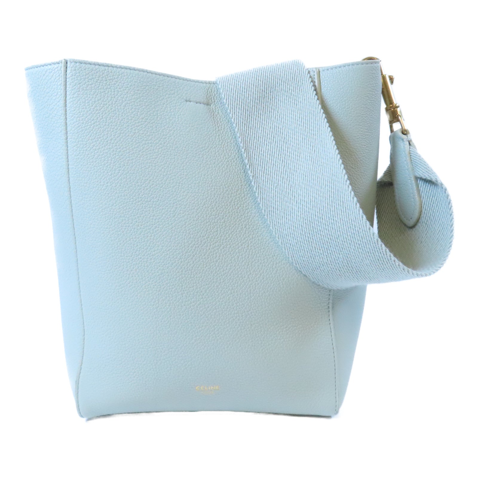 CELINE 牛皮皮革Sangle Bucket Small金扣肩背袋綠色