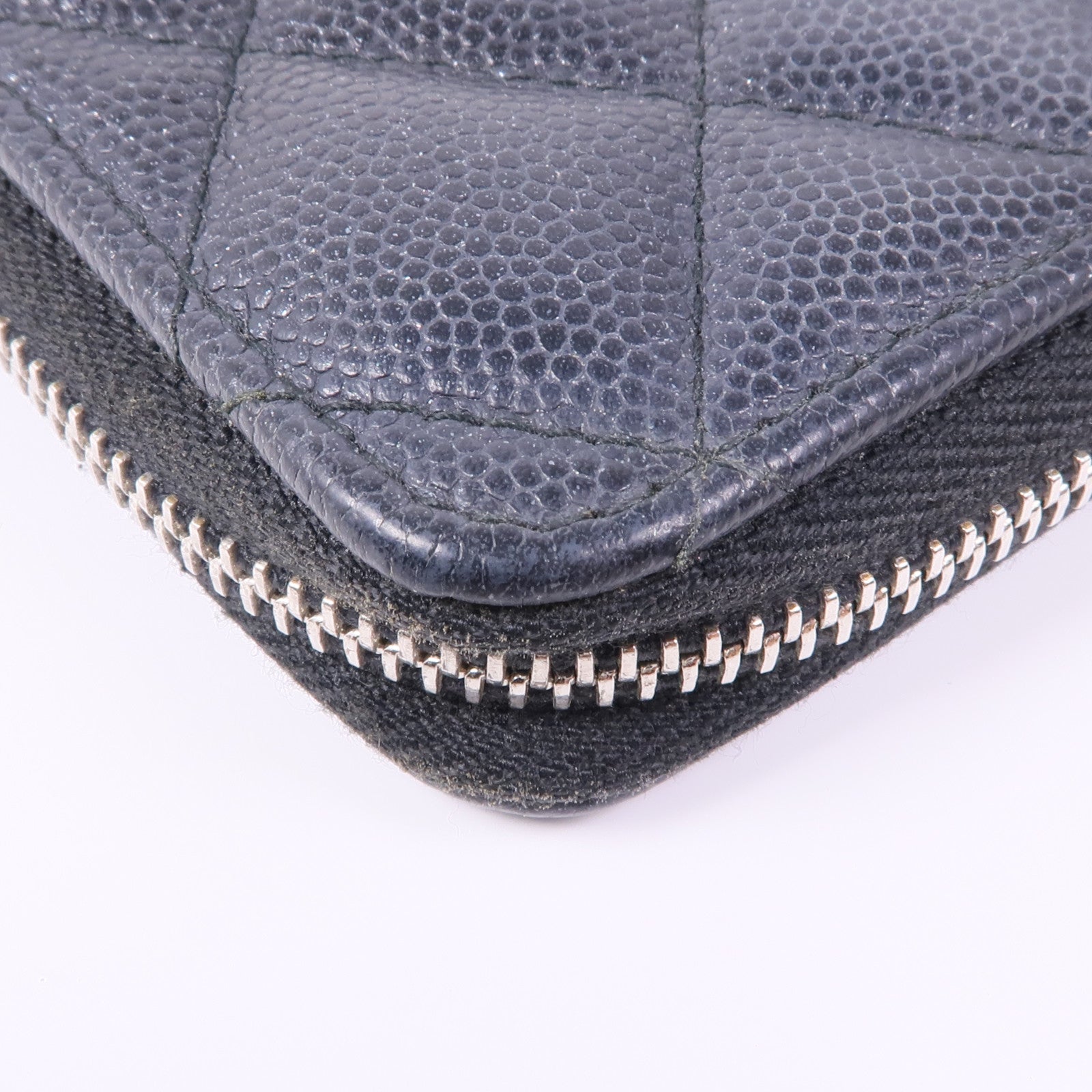 CHANEL 牛皮皮革Zipper Wallet銀扣錢包