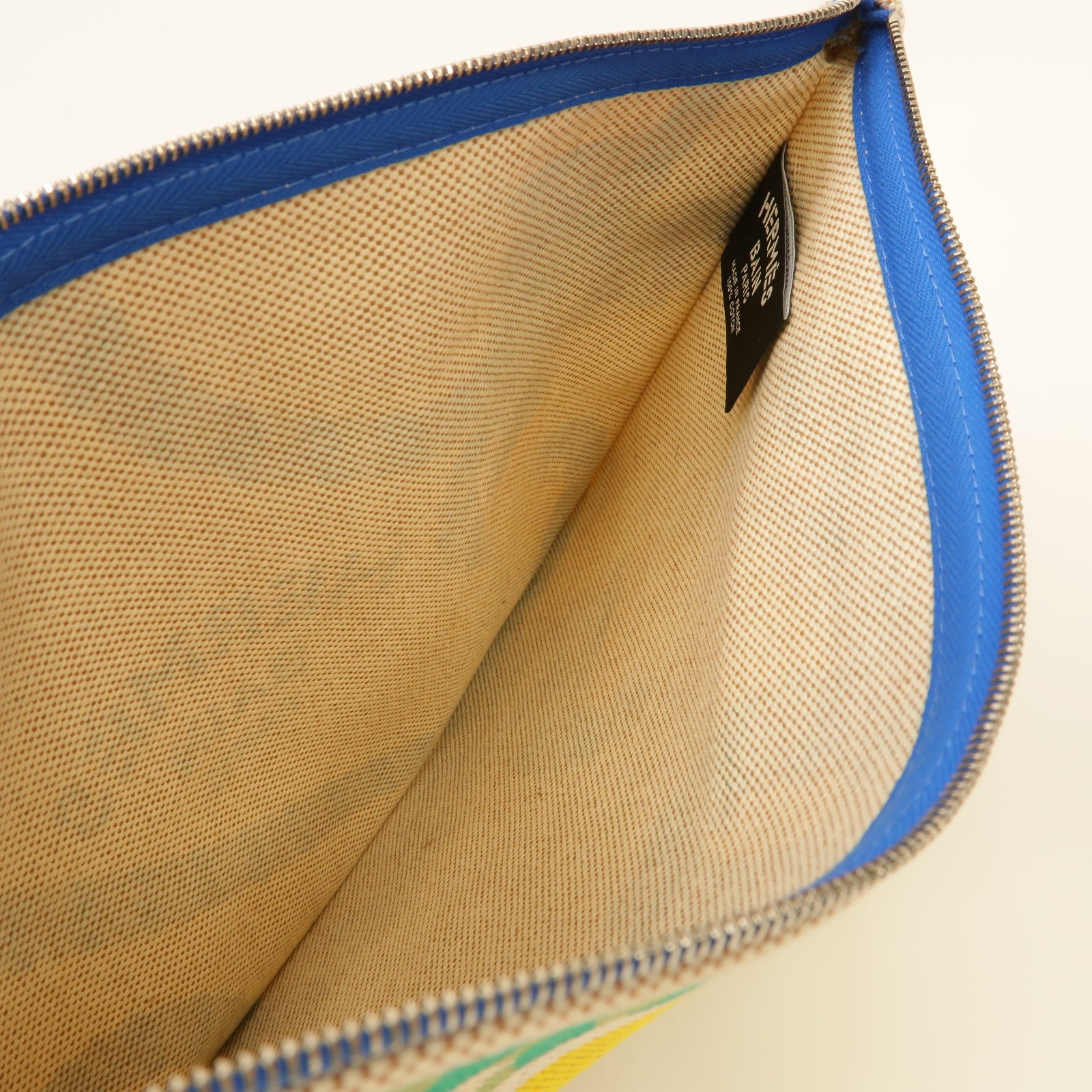 HERMES 【激減優惠】帆布Clutch Bag銀扣手拿包米色