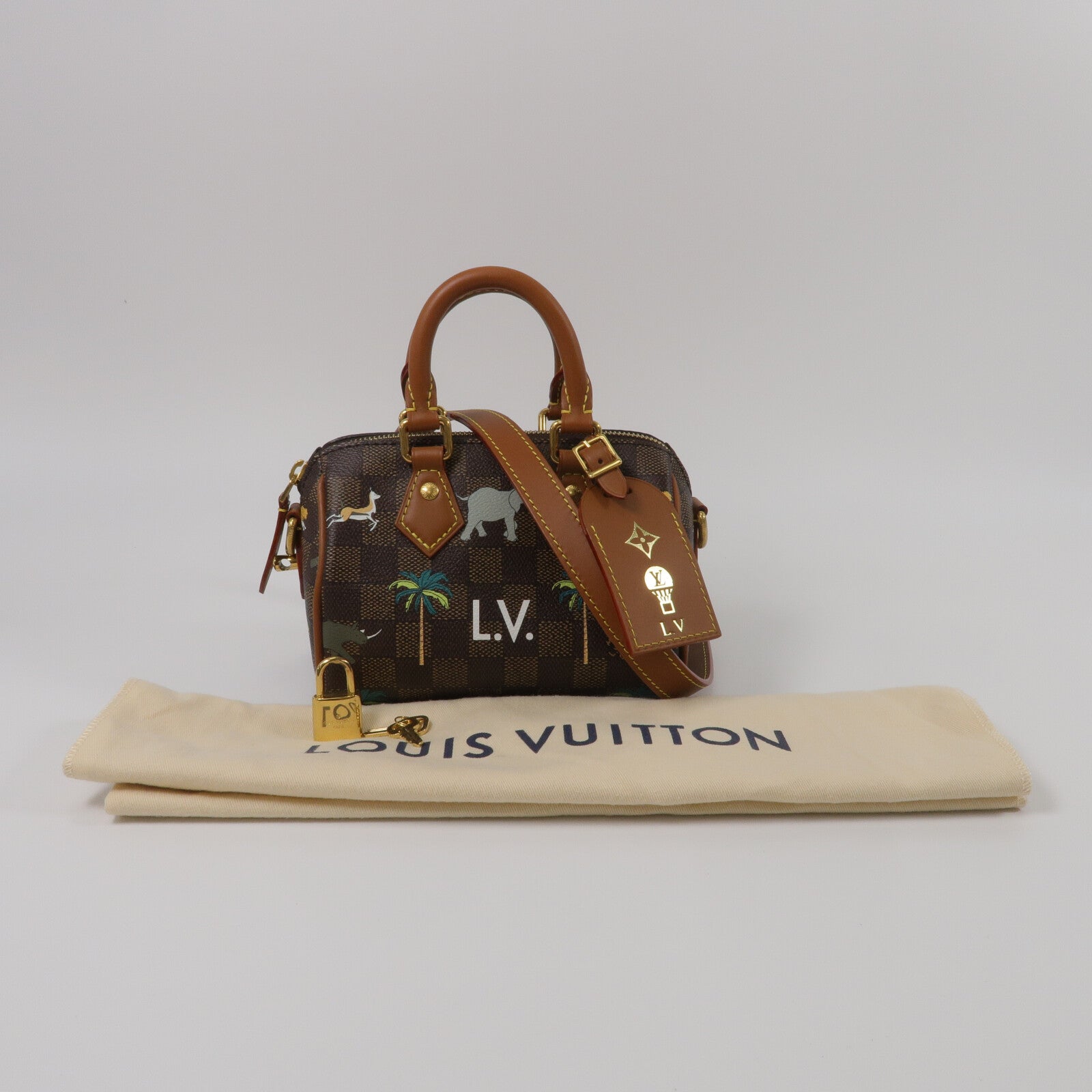 LOUIS VUITTON Damier Heritage Speedy Bandouliere 18 x The Darjeeling手挽肩背兩用袋