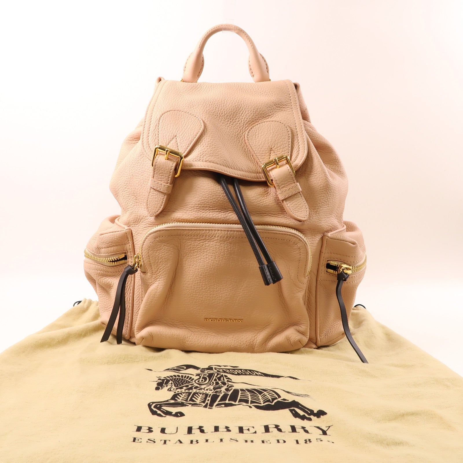 BURBERRY 牛皮皮革Backpack金扣背包粉紅色