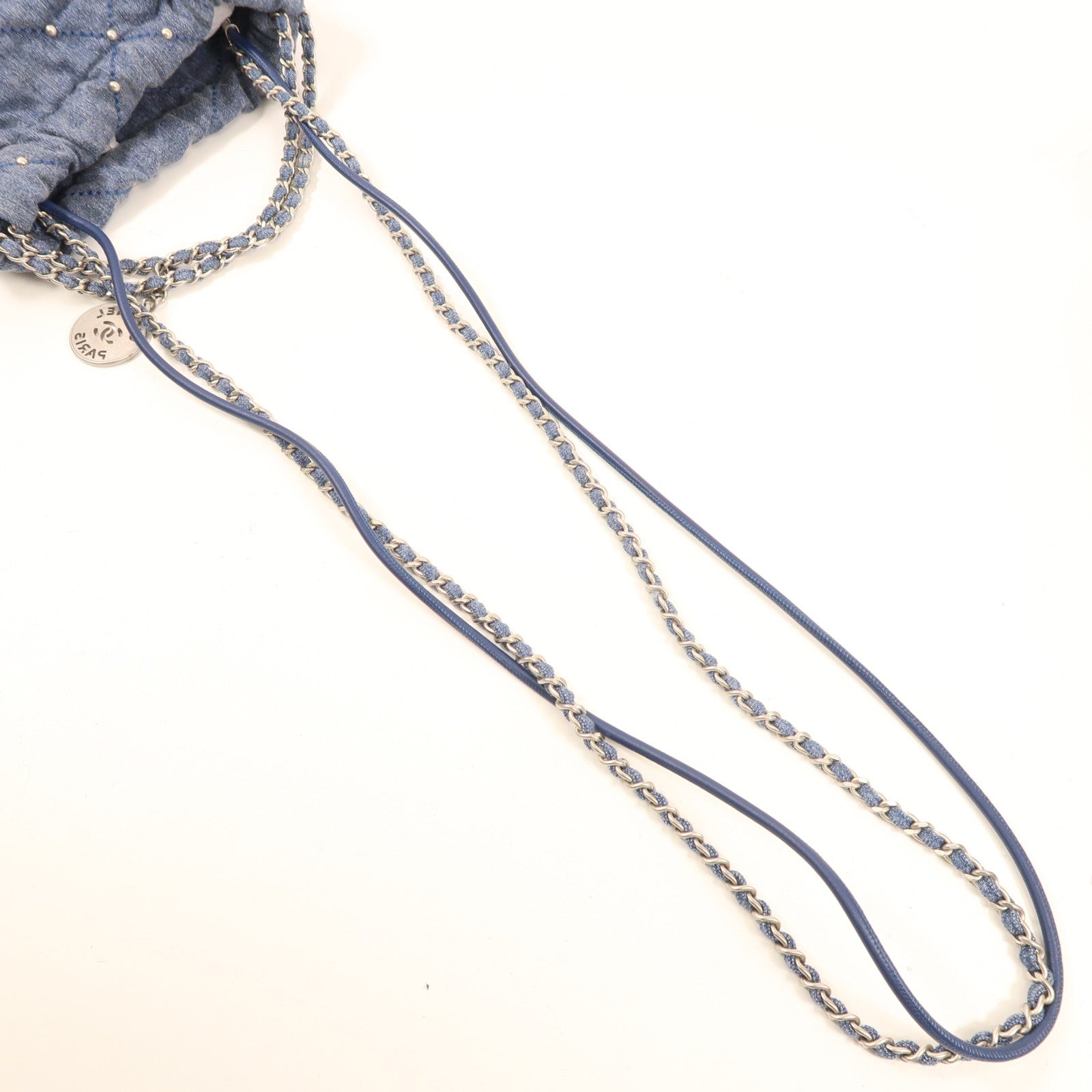 CHANEL 【激減優惠】牛仔布Mini 22 Chain Shoulder銀扣鏈帶手挽肩背兩用袋