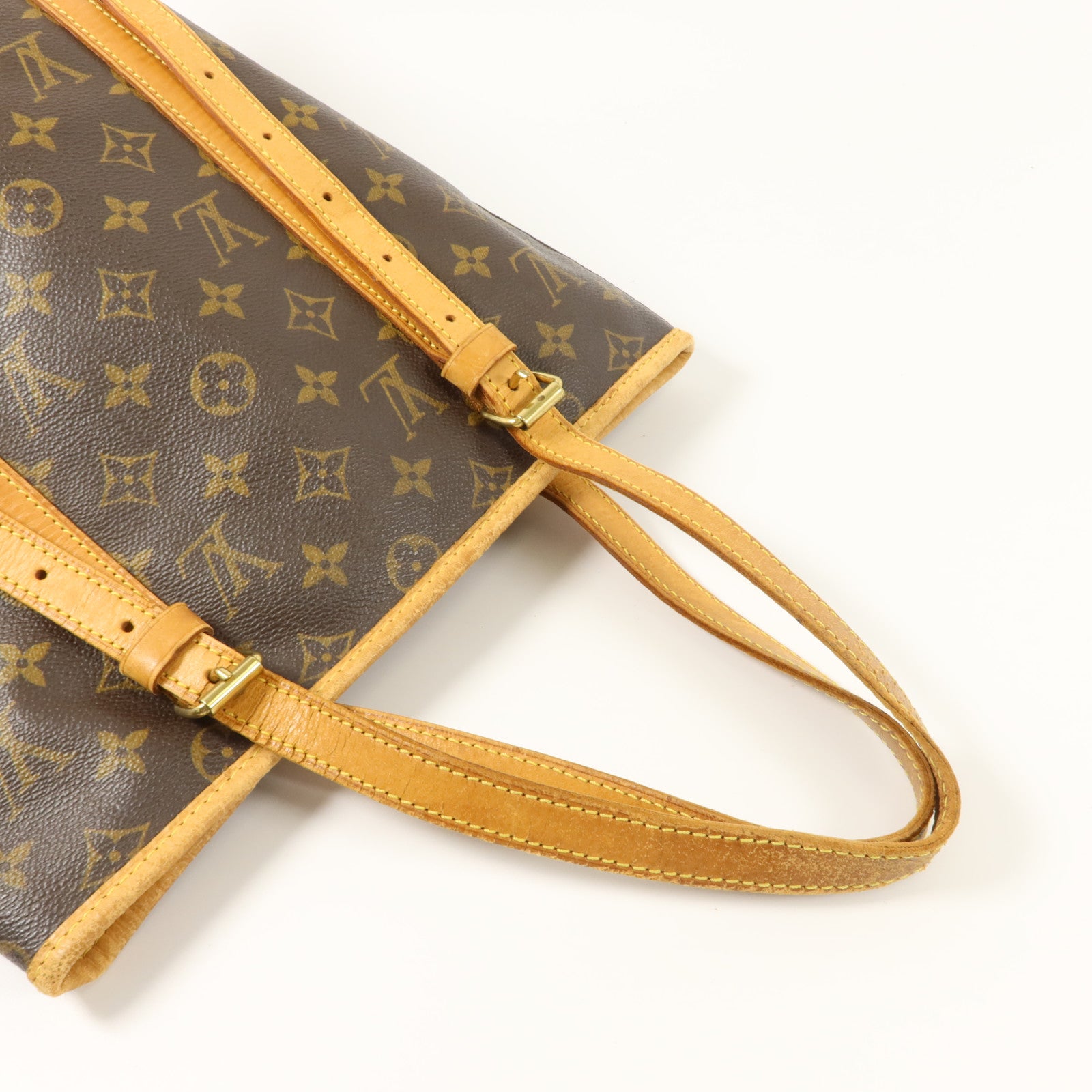 LOUIS VUITTON Monogram Bucket GM金扣手挽袋棕色