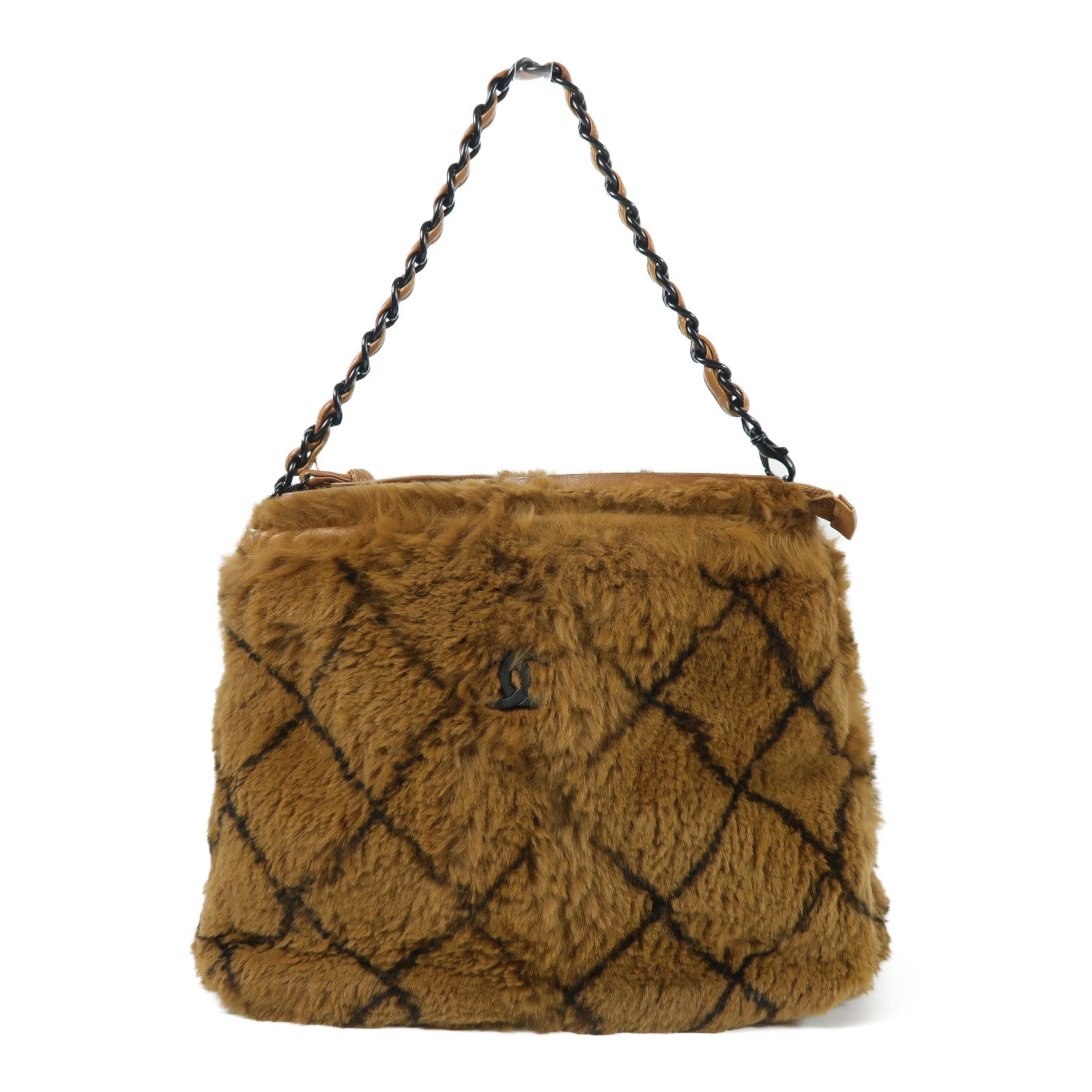 CHANEL 兔毛Vintage Hand Bag鏈帶手挽袋