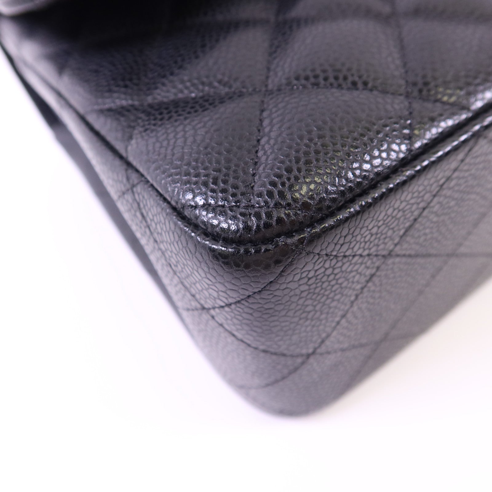 CHANEL 牛皮皮革Large Classic銀扣鏈帶肩背袋