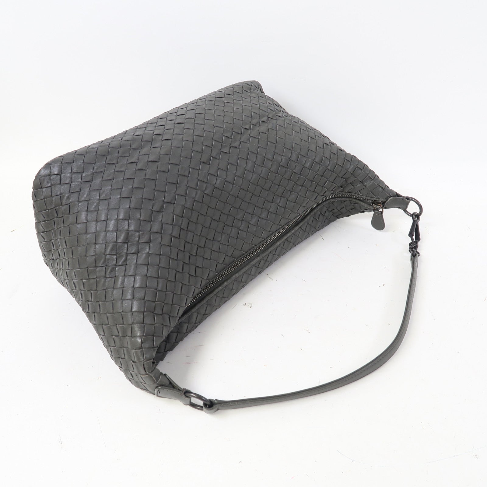 BOTTEGA VENETA 織紋羊皮皮革Shoulder Bag肩背袋灰色