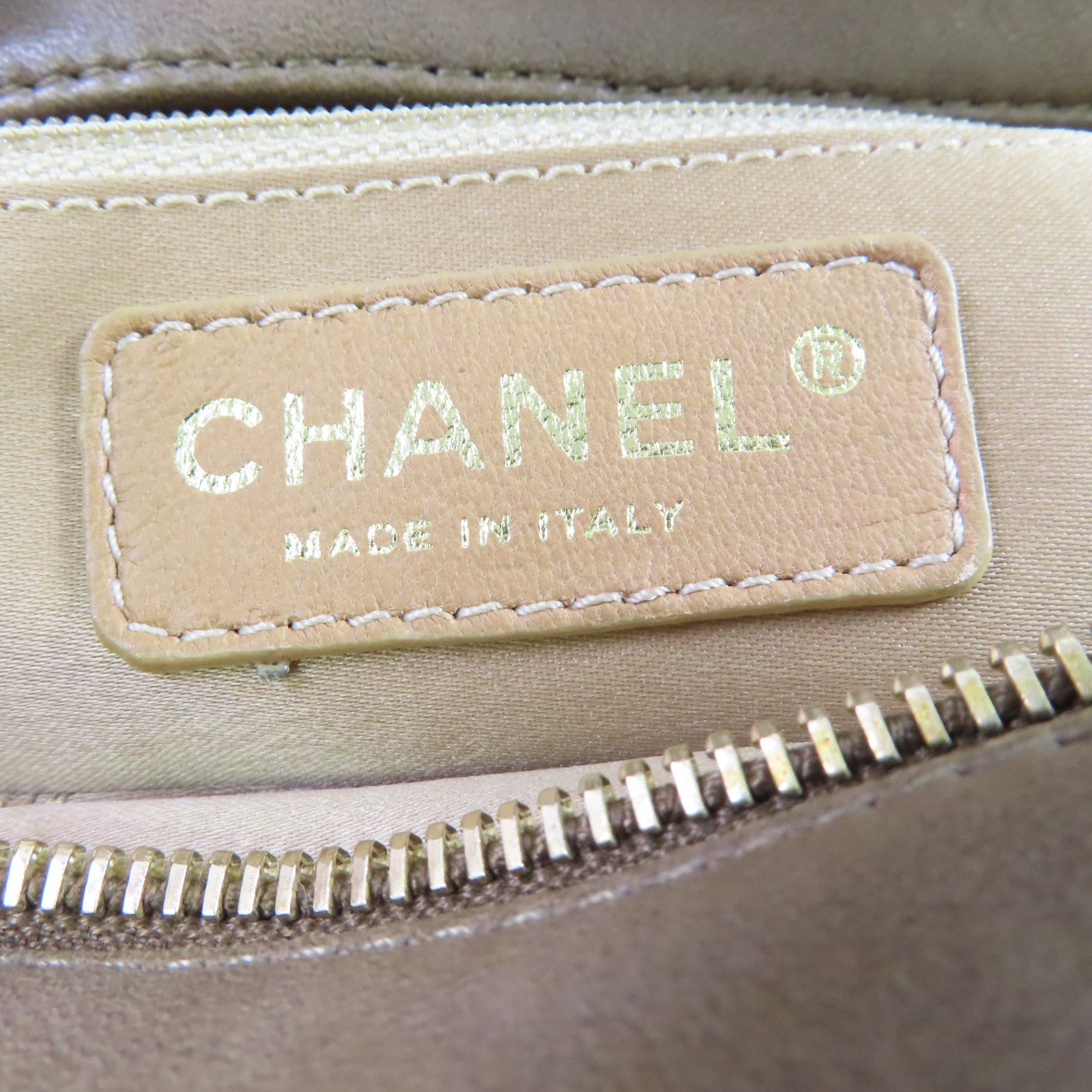 CHANEL 菱格羊皮皮革Chain Shoulder金扣鏈帶肩背袋啡色