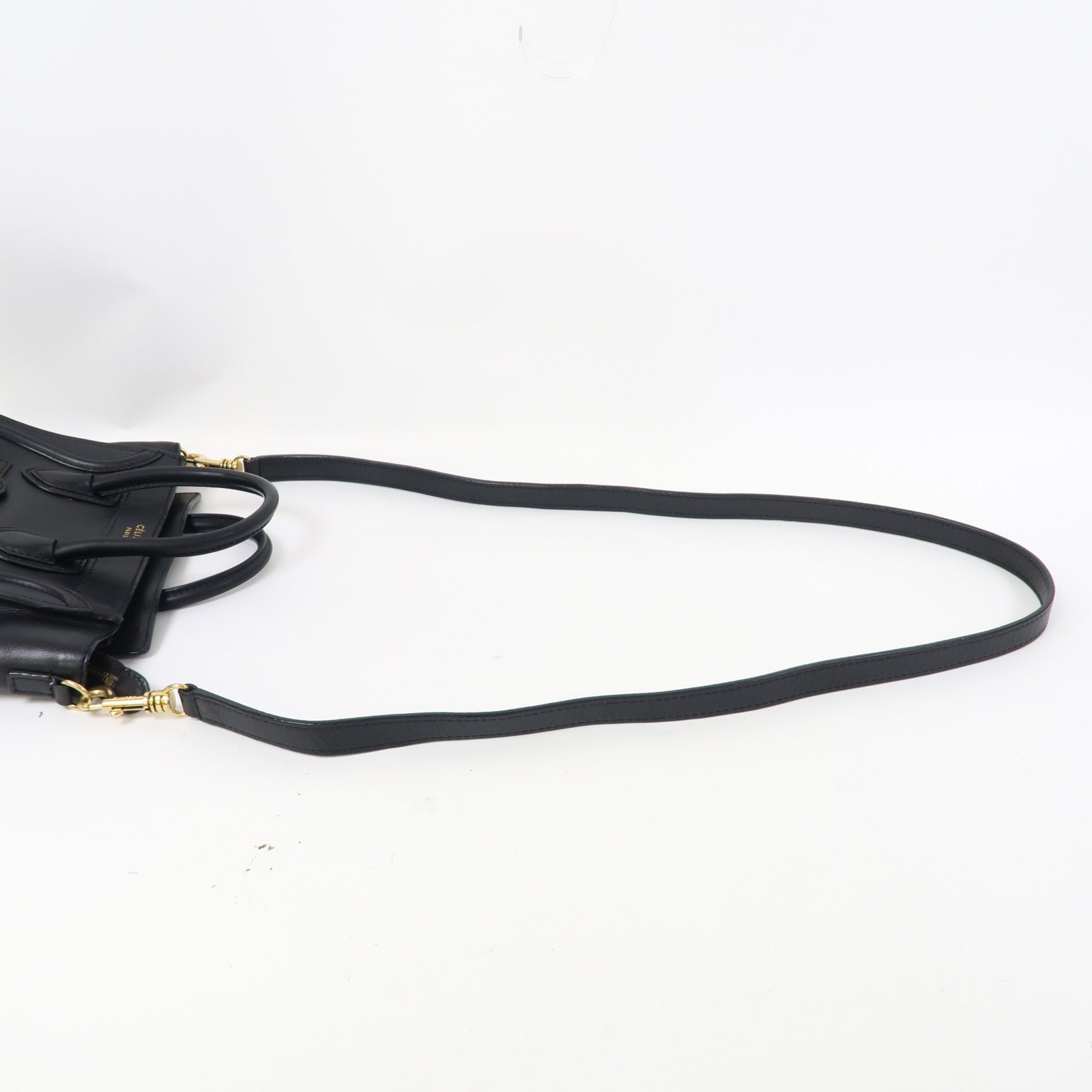 CELINE 牛皮皮革Luggage金扣手挽肩背兩用袋黑色