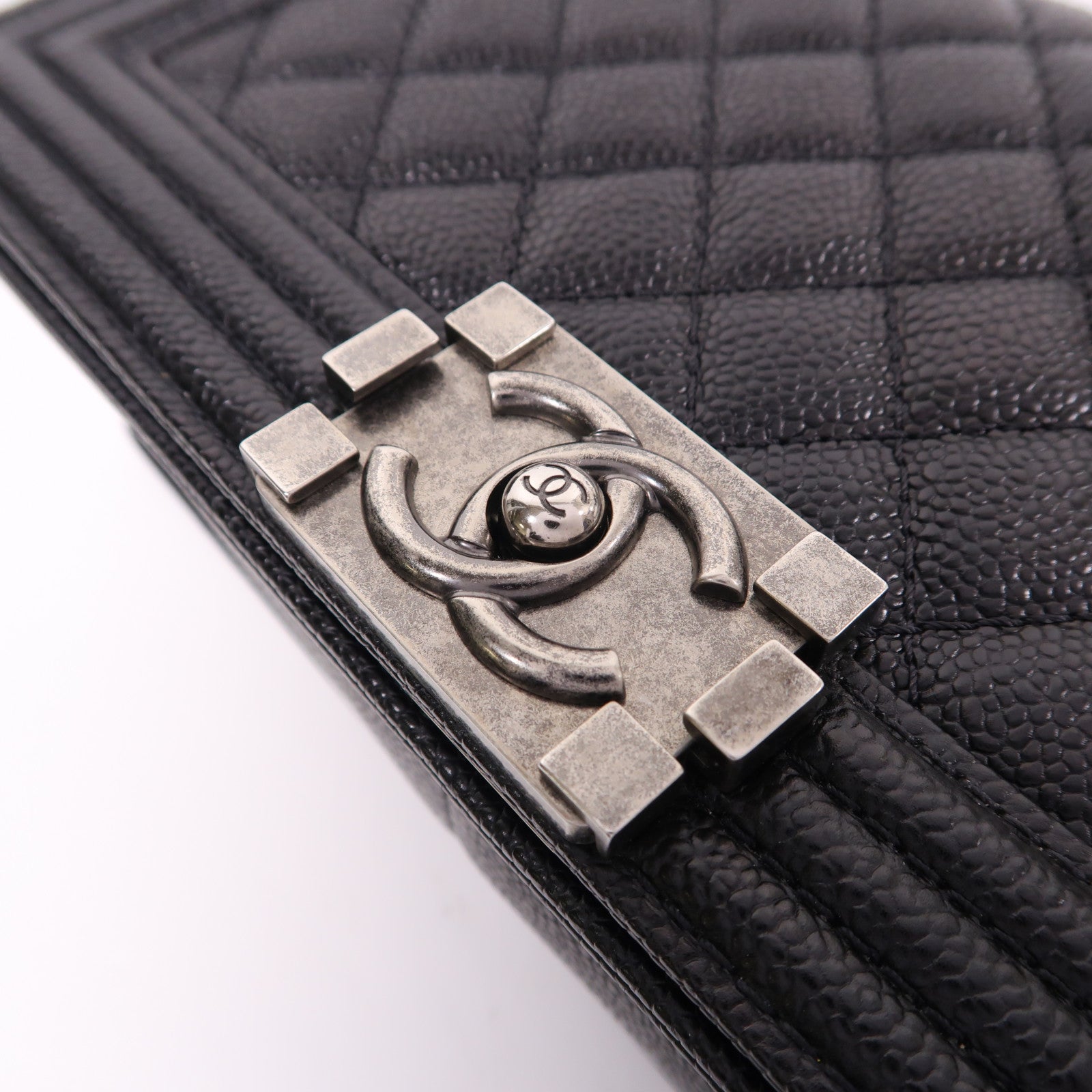 CHANEL 牛皮皮革Boy 25cm鏈帶肩背袋