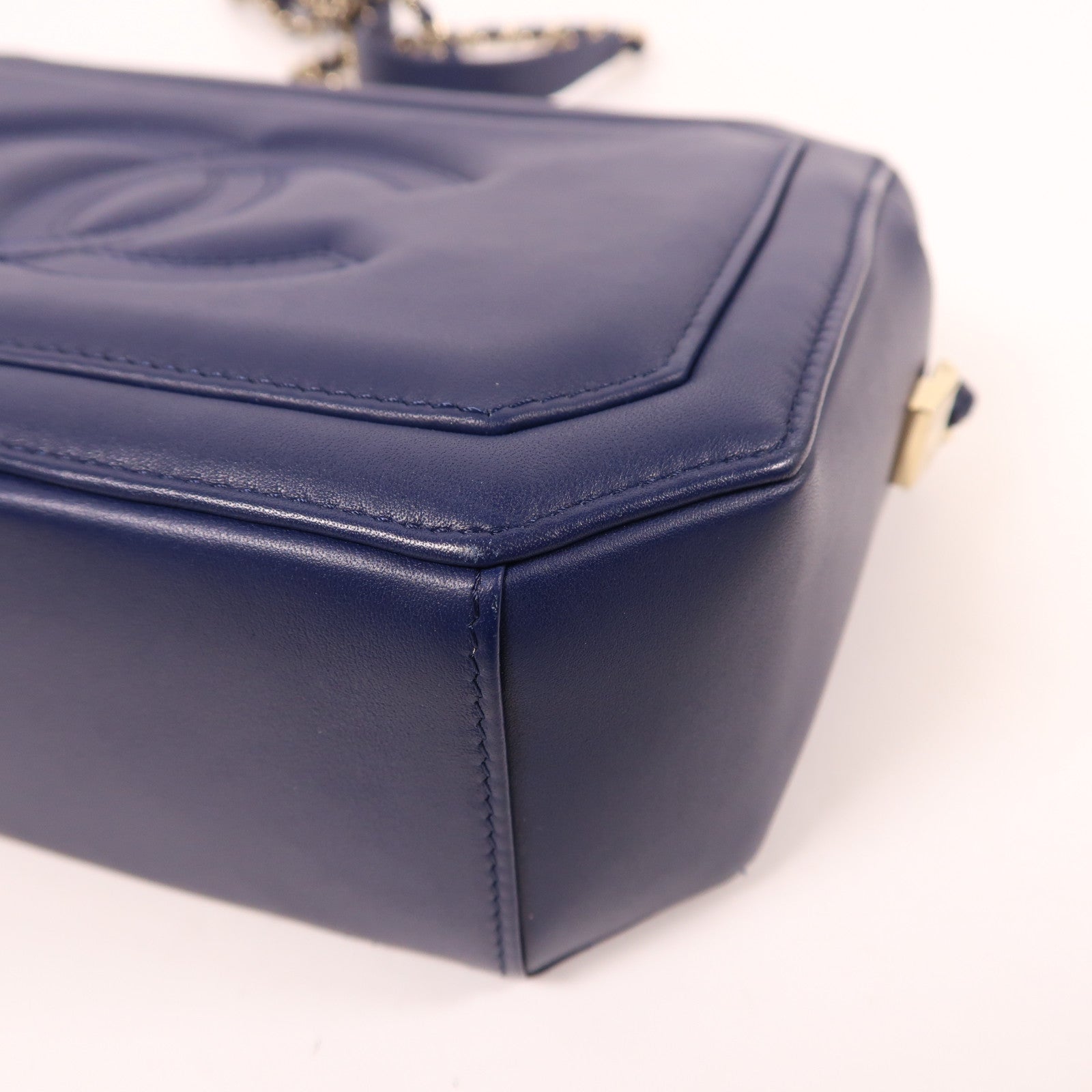 CHANEL 【激減優惠】牛皮皮革Shoulder Bag金扣鏈帶肩背袋藍色