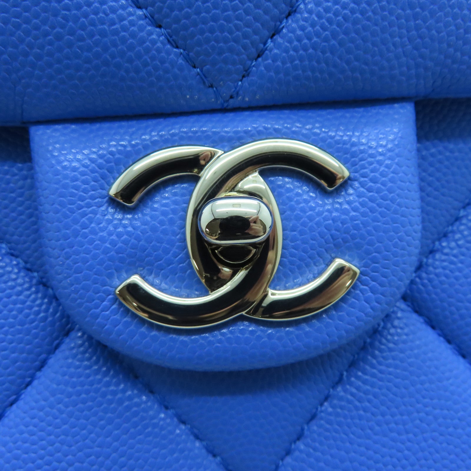 CHANEL 菱格牛皮皮革Small Retro Twist Bag金扣肩背袋藍色