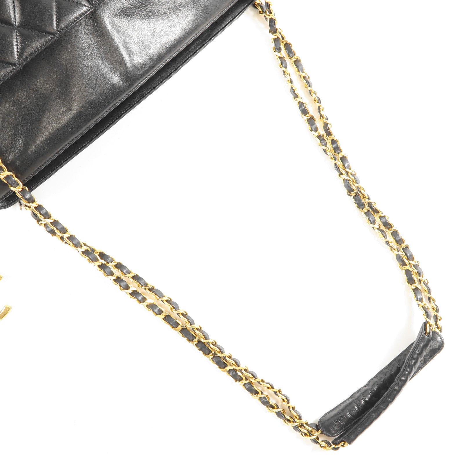 CHANEL 羊皮皮革Vintage Chain Shoulder金扣鏈帶肩背袋