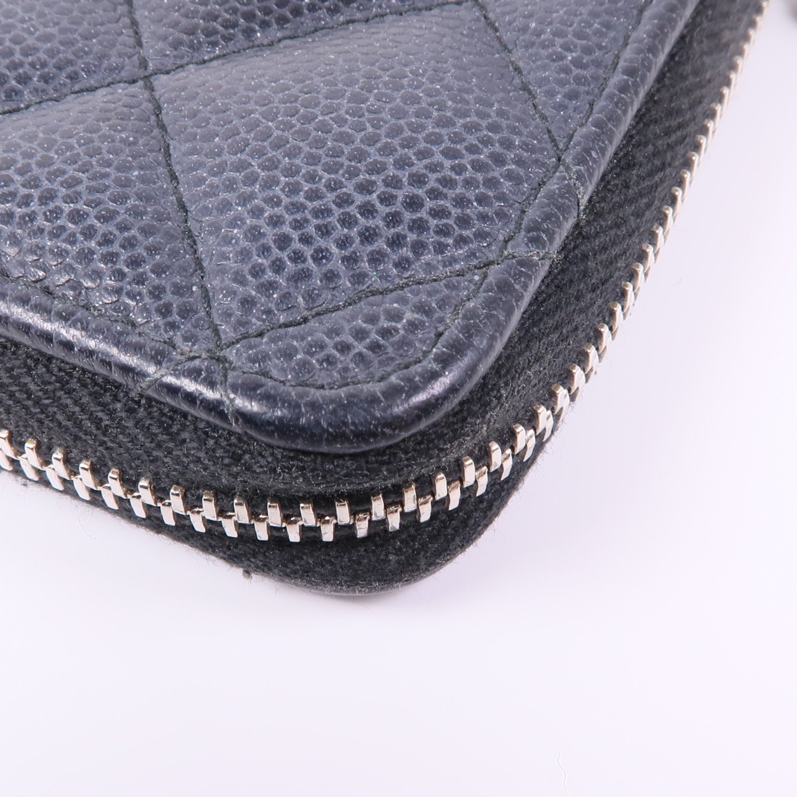 CHANEL 牛皮皮革Zipper Wallet銀扣錢包