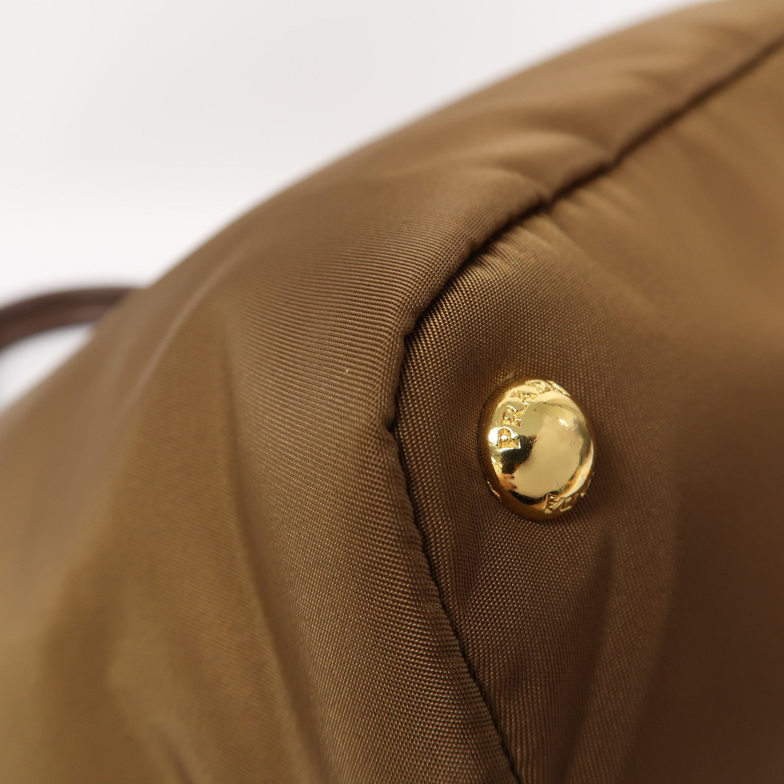 PRADA 尼龍2 way Shoulder金扣手挽肩背兩用袋啡色