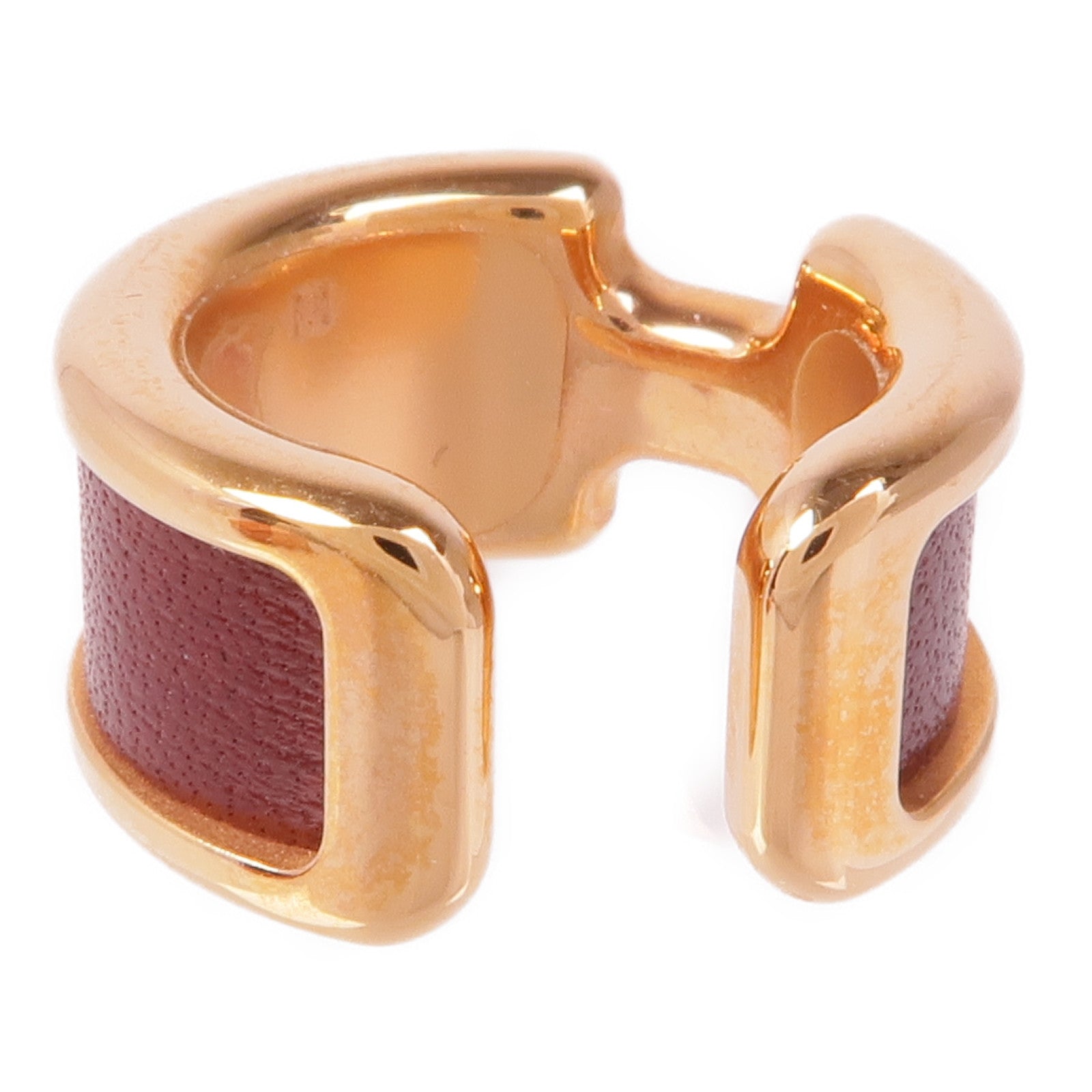 HERMES 金屬/Chevre皮革Olympe Ear Cuff耳夾Bordeaux