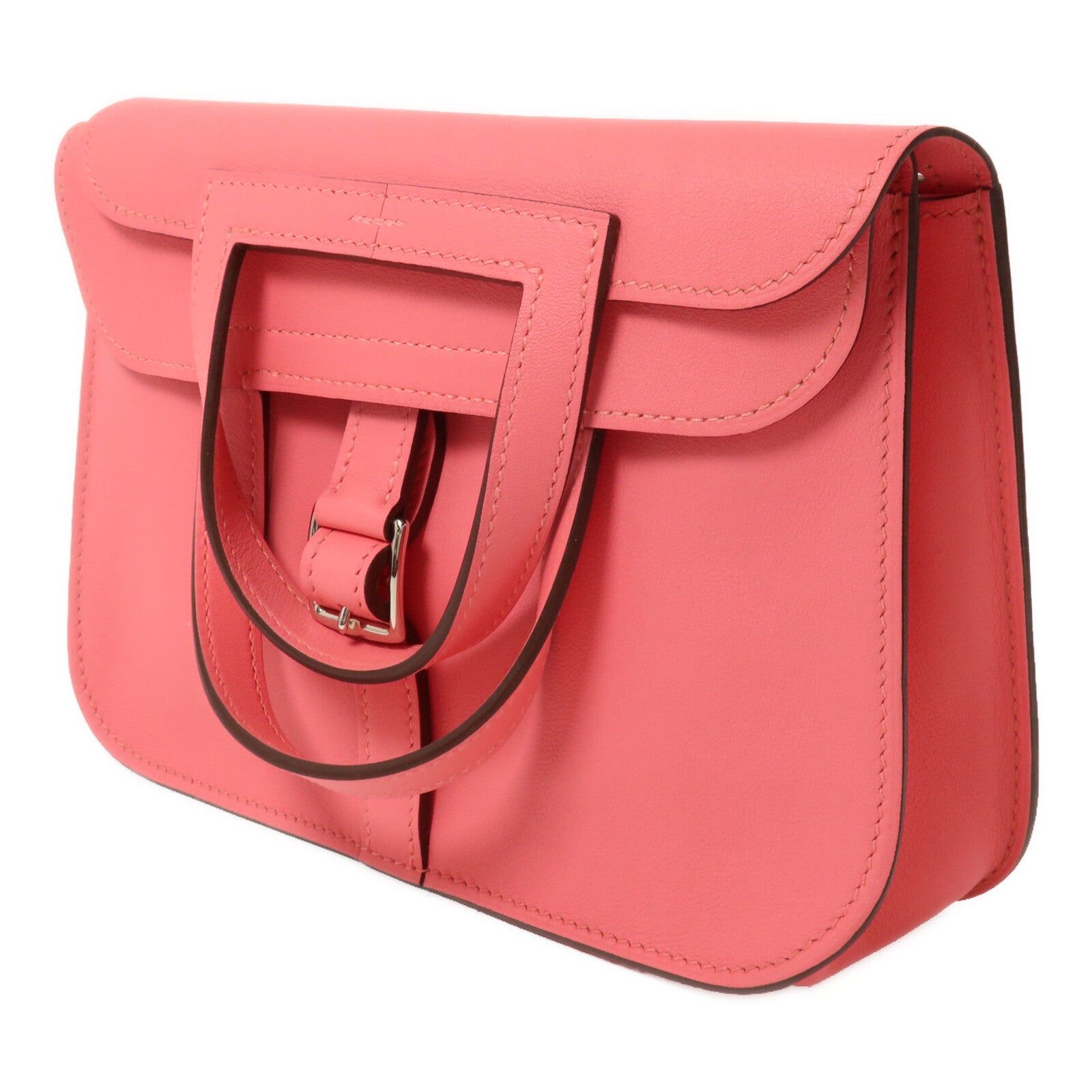 HERMES Swift皮革Mini Halzan手挽肩背兩用袋Rose Azalee
