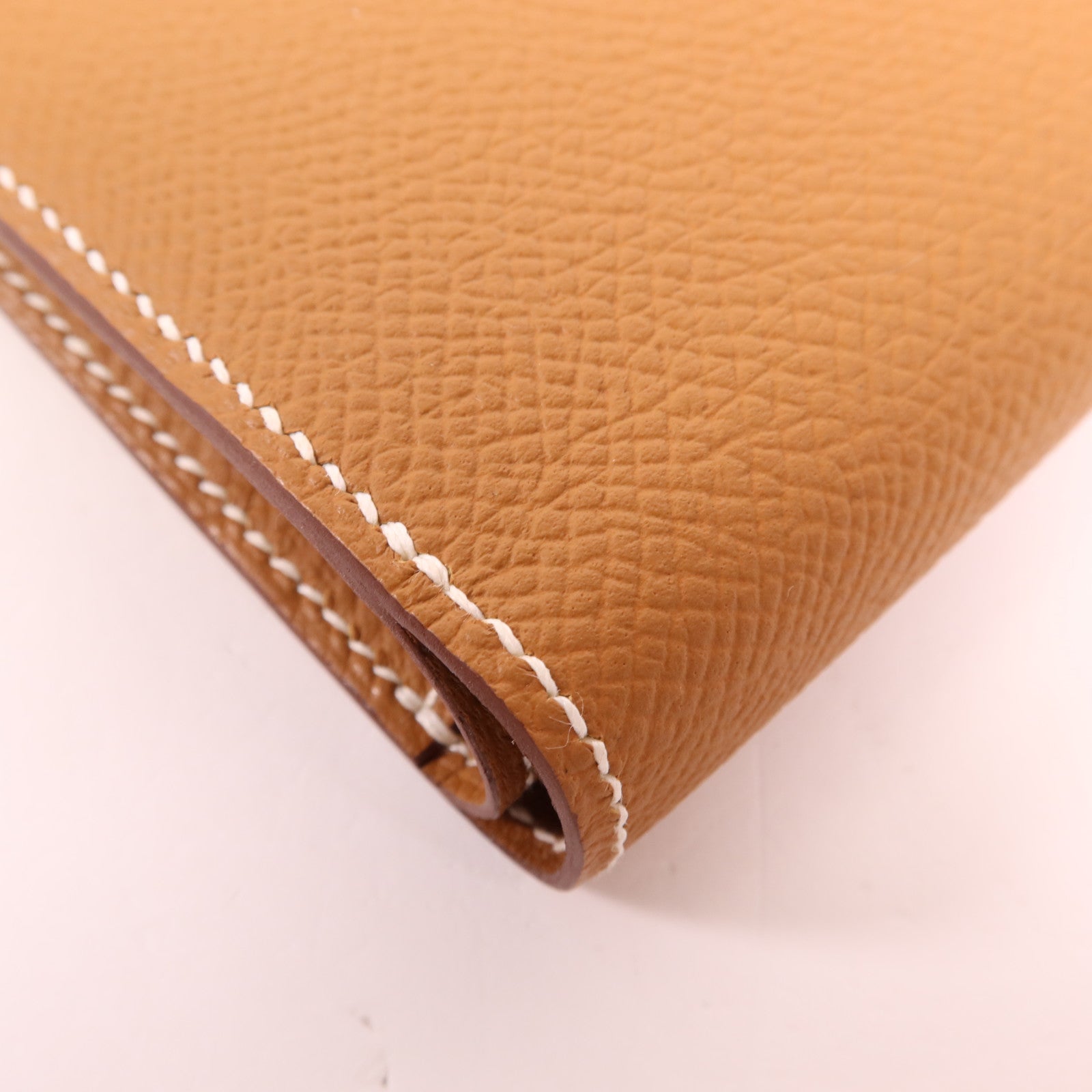 HERMES Epsom皮革P-Feuille Bearn Compact金扣錢包
