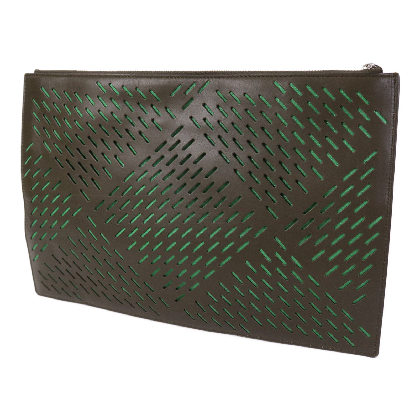 BOTTEGA VENETA 羊皮皮革Pouch銀扣手拿包