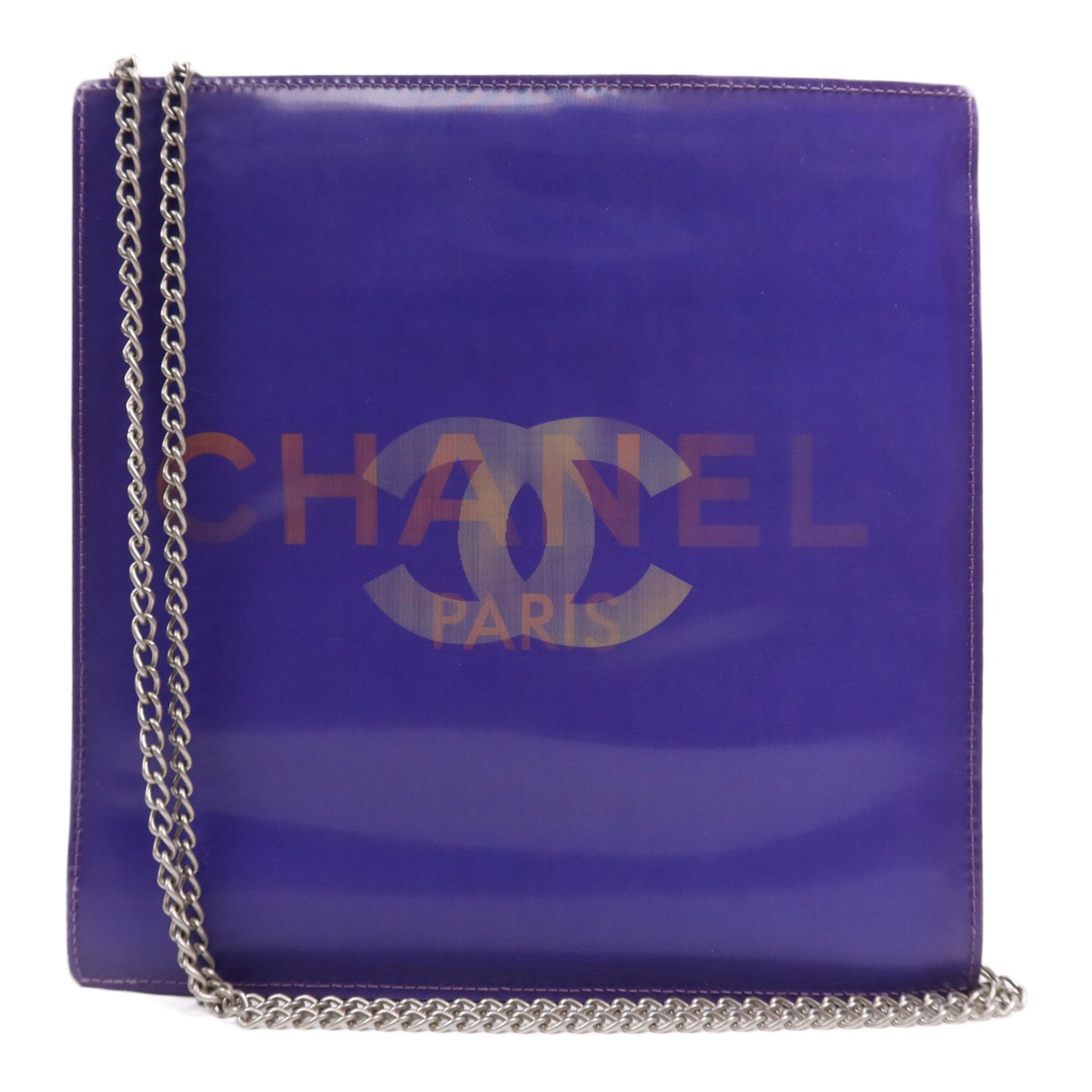 CHANEL PVC Chain Shoulder銀扣肩背袋