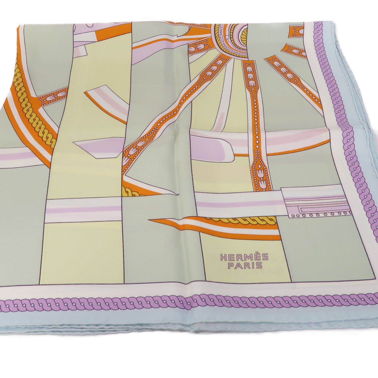 HERMES 【激減優惠】絲質Scarf 90cmx90cm絲巾綠色/黃色/粉紅色