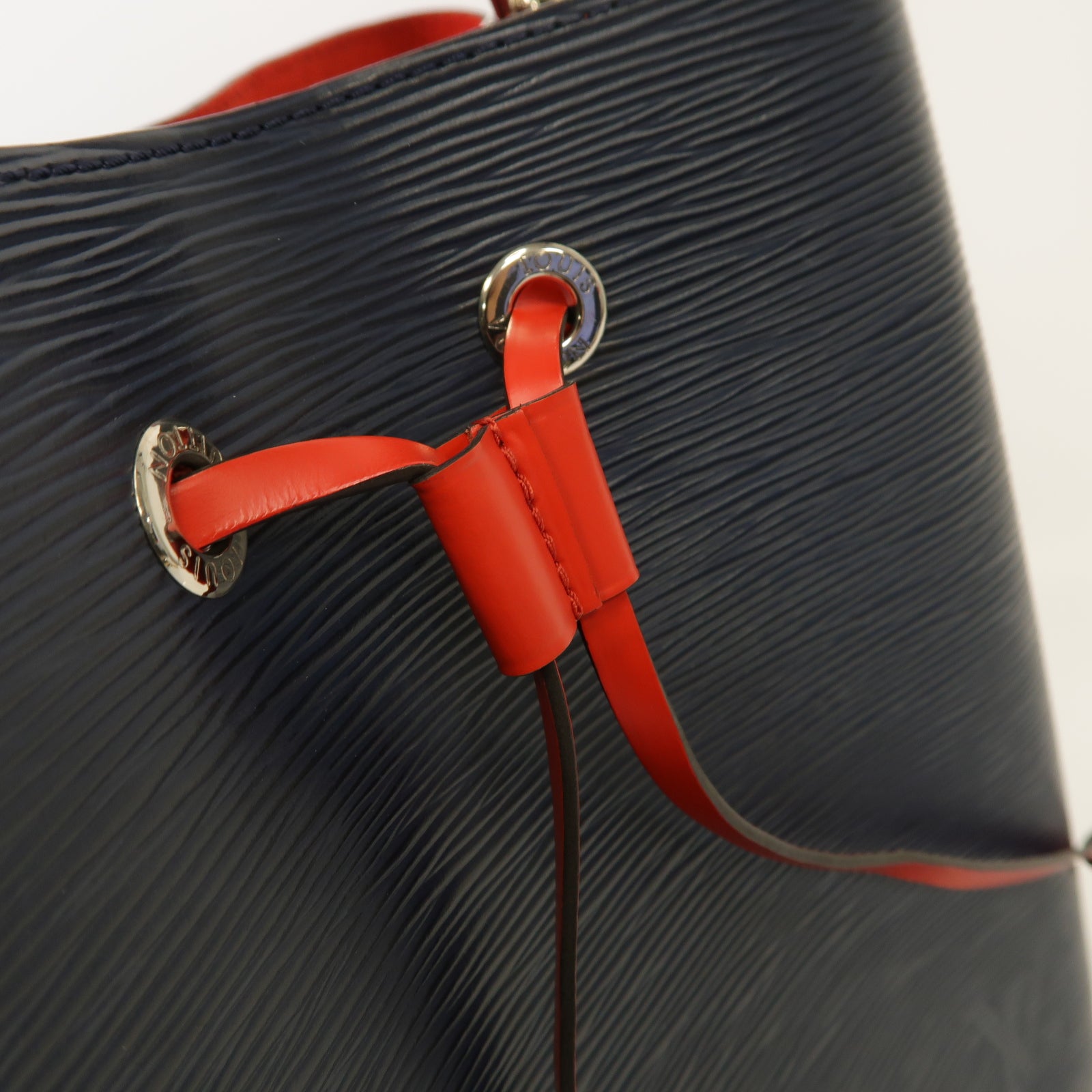 LOUIS VUITTON Epi NeoNoe MM銀扣手挽肩背兩用袋深藍色/紅色