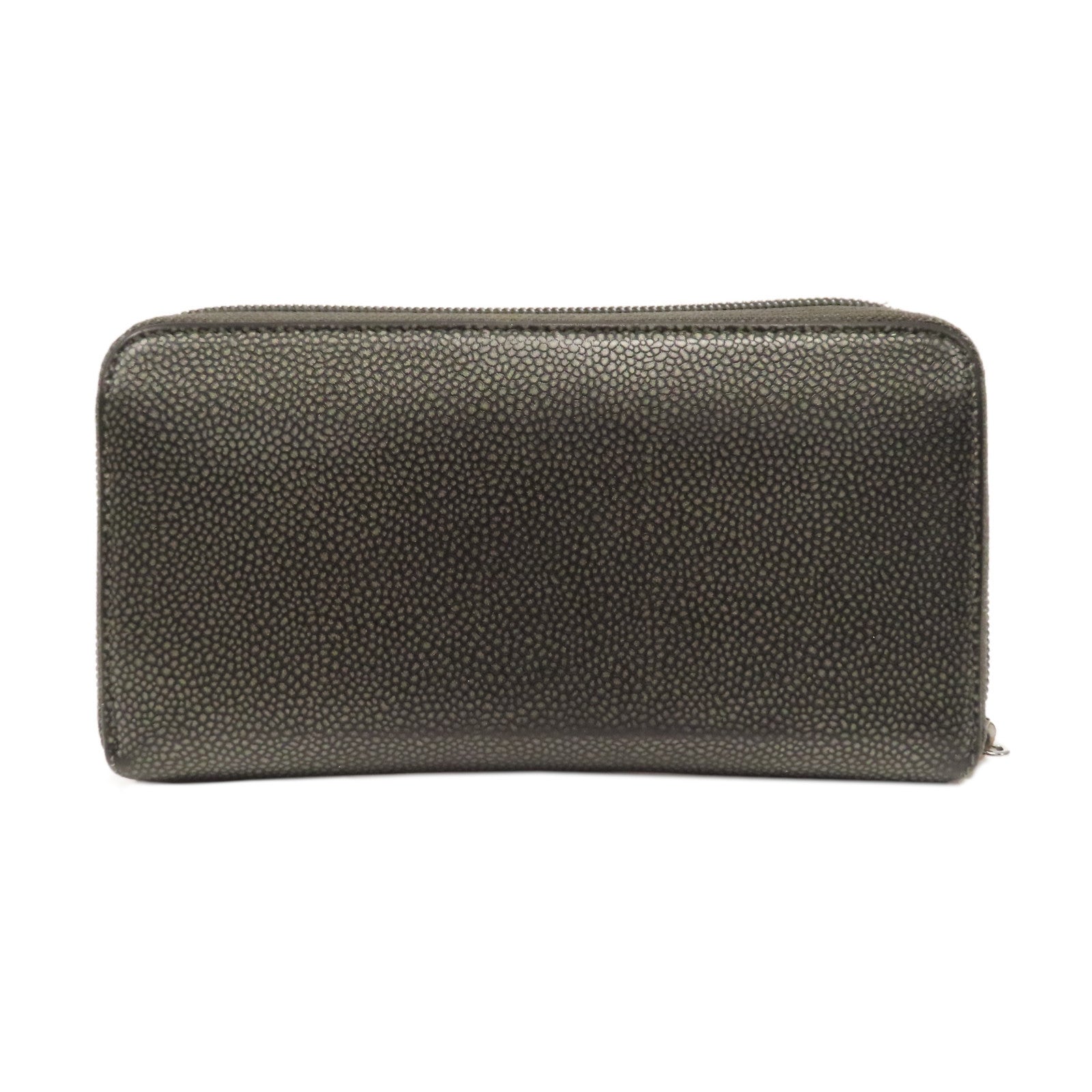 CHANEL 【激減優惠】皮革Zipper Long Wallet銀扣拉鍊長錢包銀色/灰色