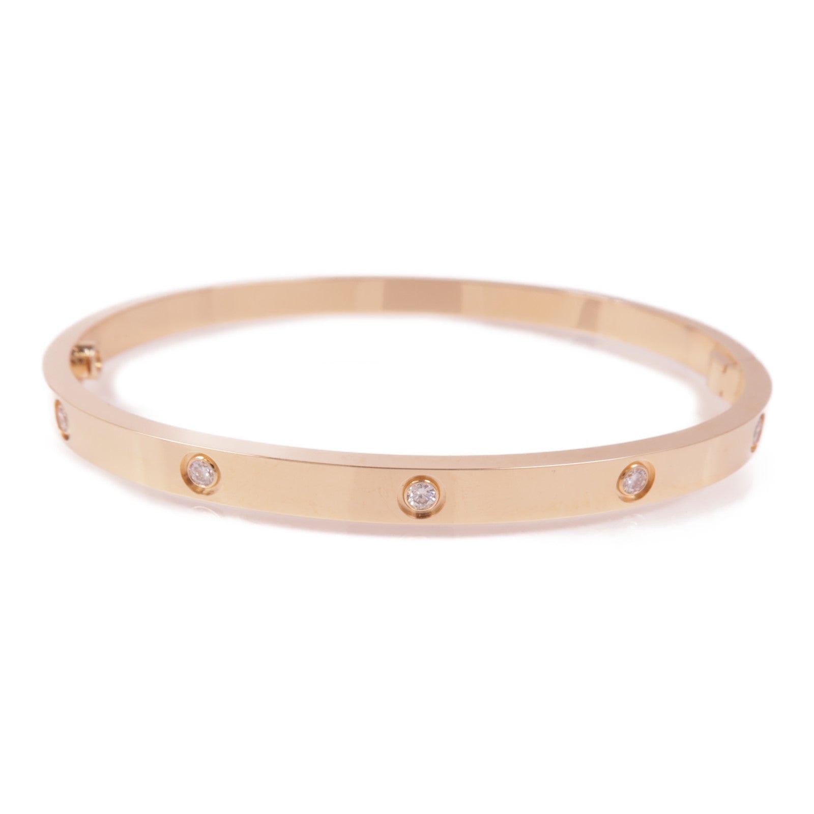 CARTIER 18K玫瑰金Love Bracelet 10 Diamonds鑽石手鐲Cartier#16