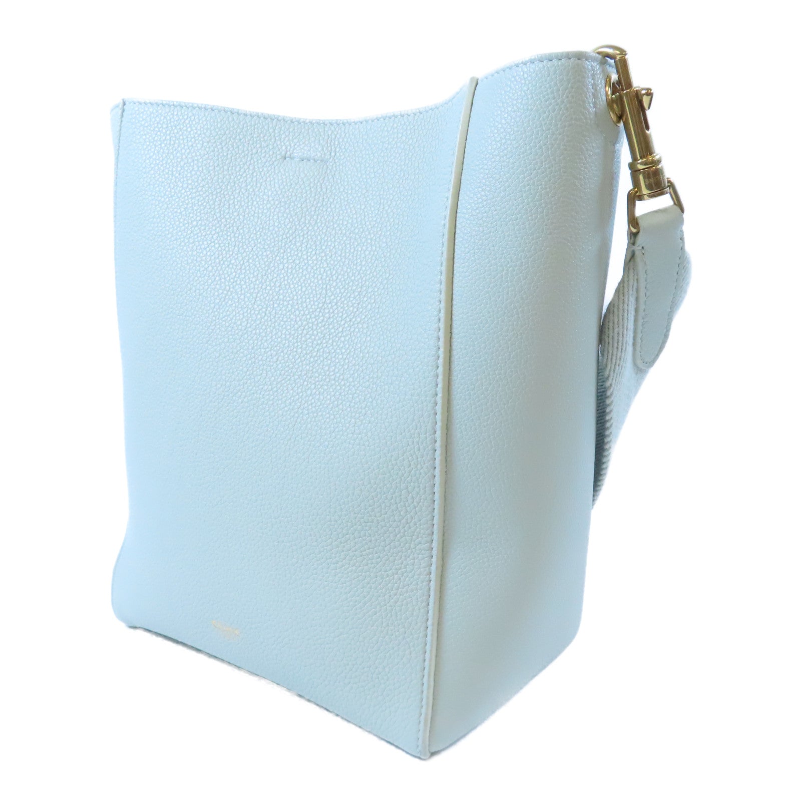 CELINE 牛皮皮革Sangle Bucket Small金扣肩背袋綠色