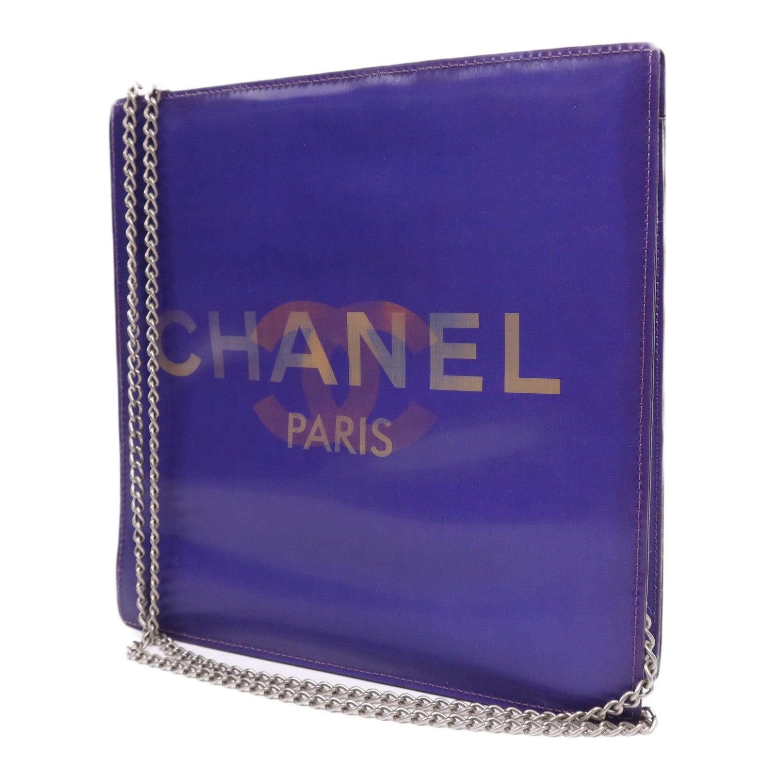 CHANEL PVC Chain Shoulder銀扣肩背袋