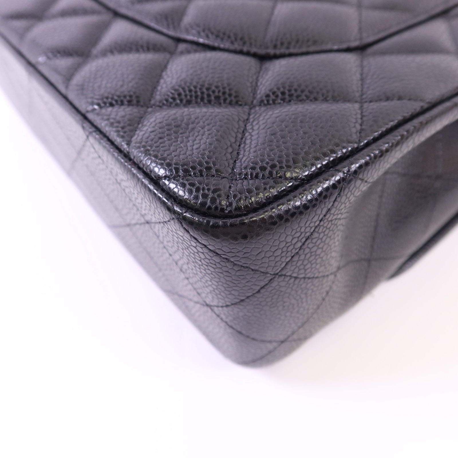 CHANEL 牛皮皮革Large Classic銀扣鏈帶肩背袋