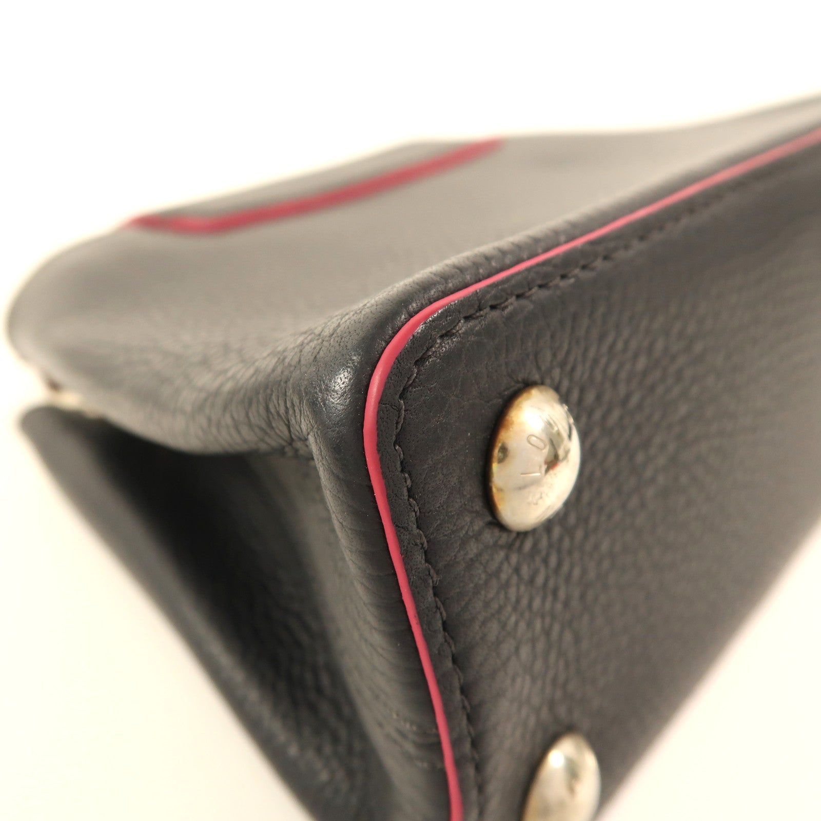LOUIS VUITTON Taurillon Capucines BB銀扣手挽肩背兩用袋