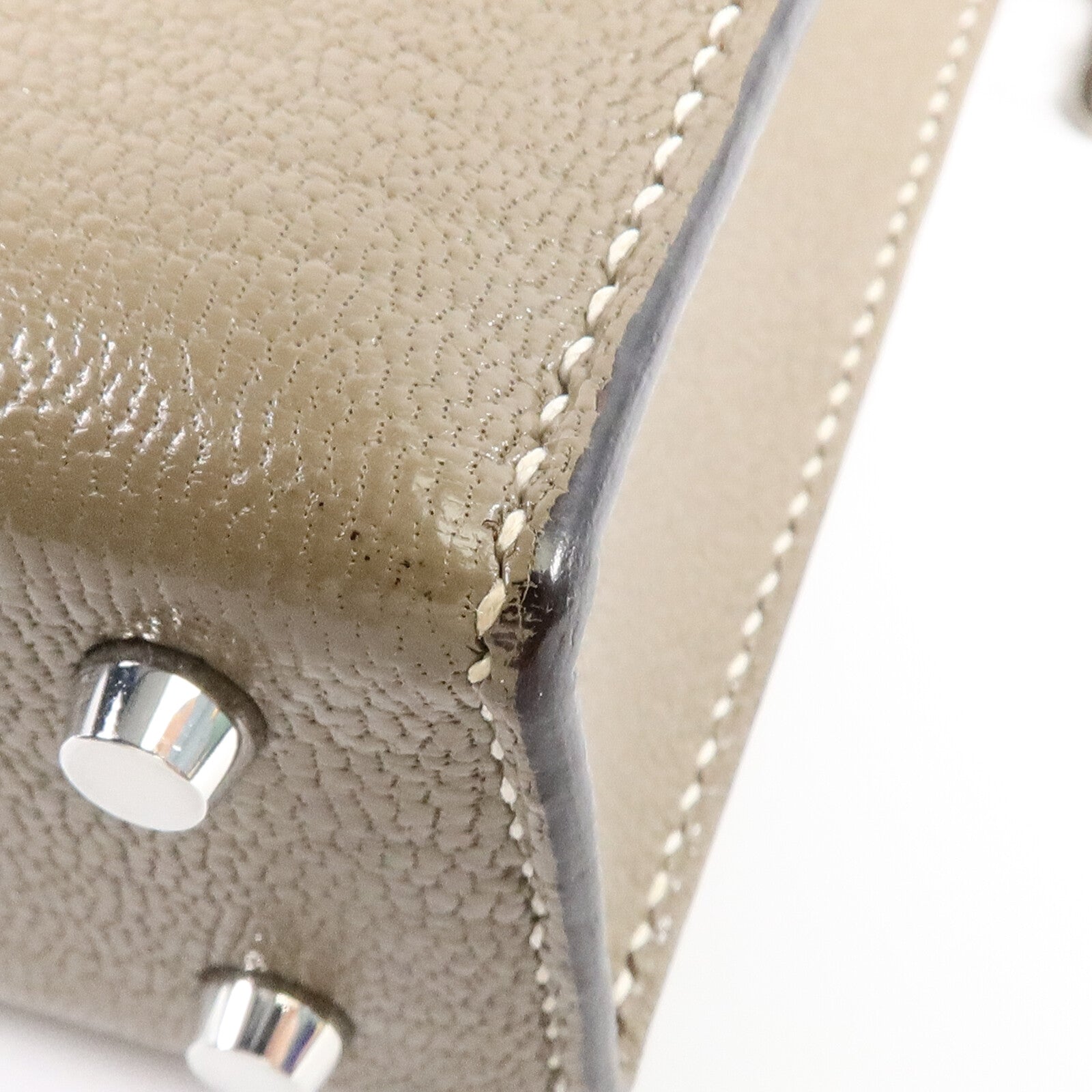 HERMES Chevre皮革Verrou Mini鏈帶肩背袋Etoupe
