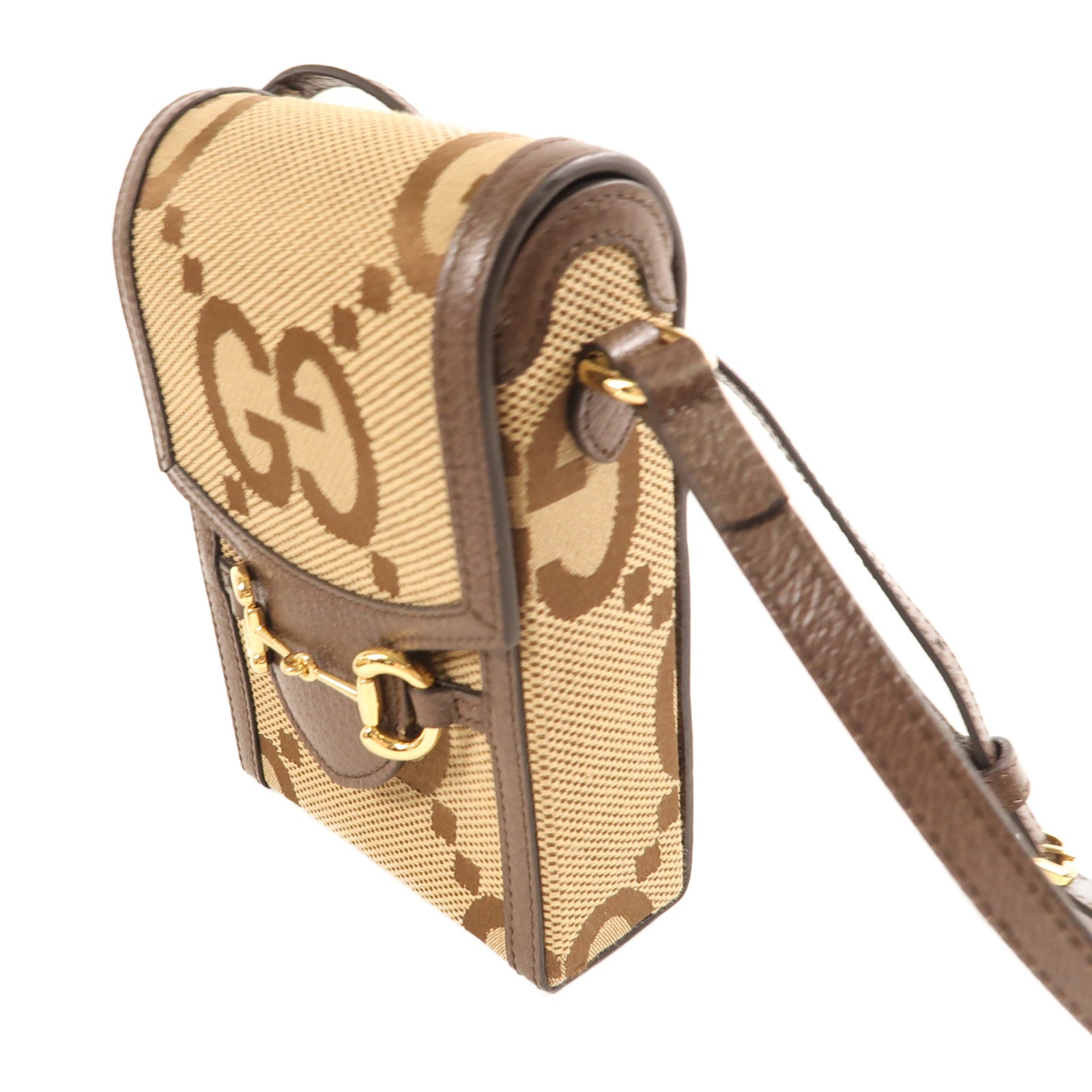 GUCCI GG GHW 1955 Horsebit Jumbo GG Shoulder Bag 625615 Canvas  Brown