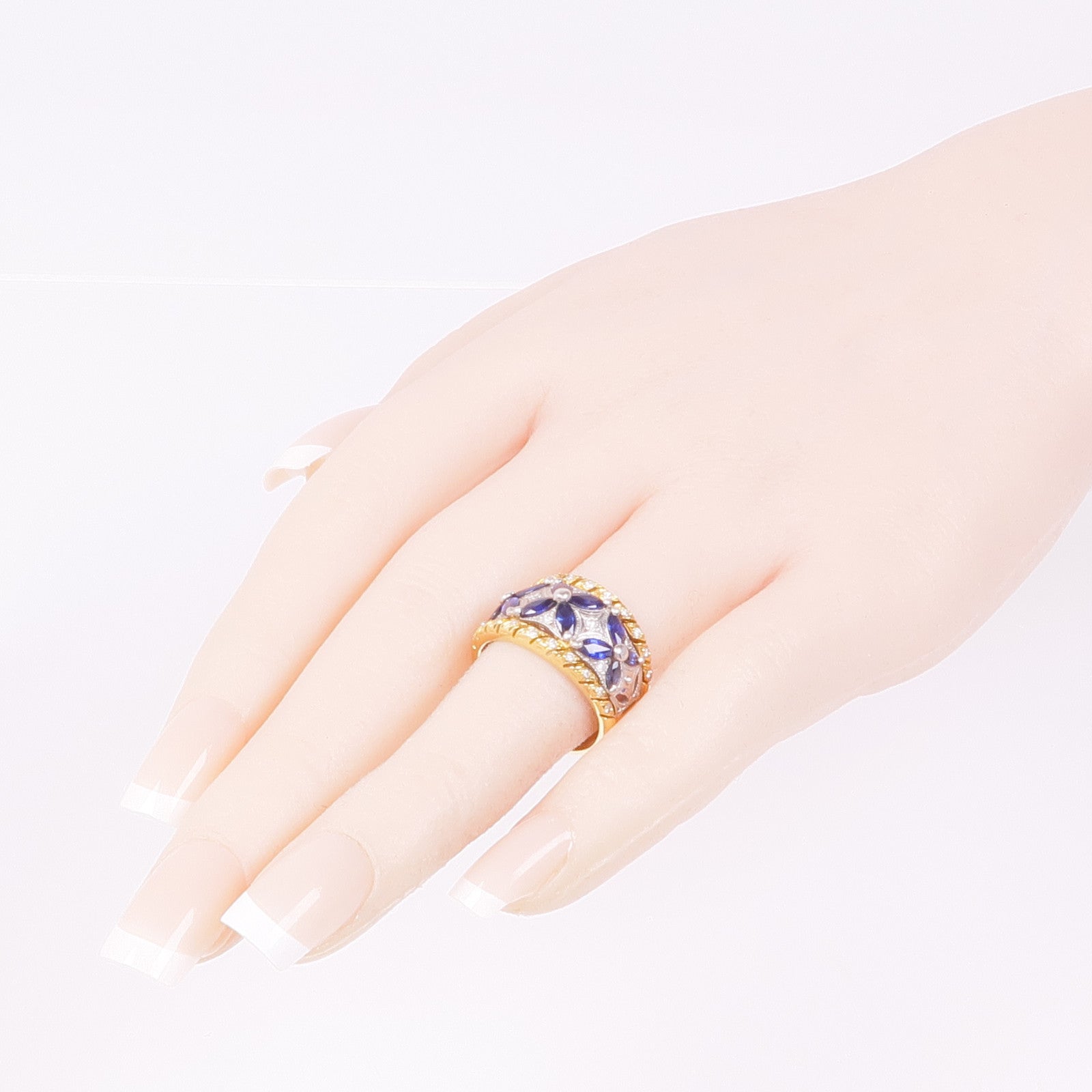 JEWELRY 18K黃金/PT900鉑金Sapphire Diamond Ring藍寶石/鑽石戒指US#6.75