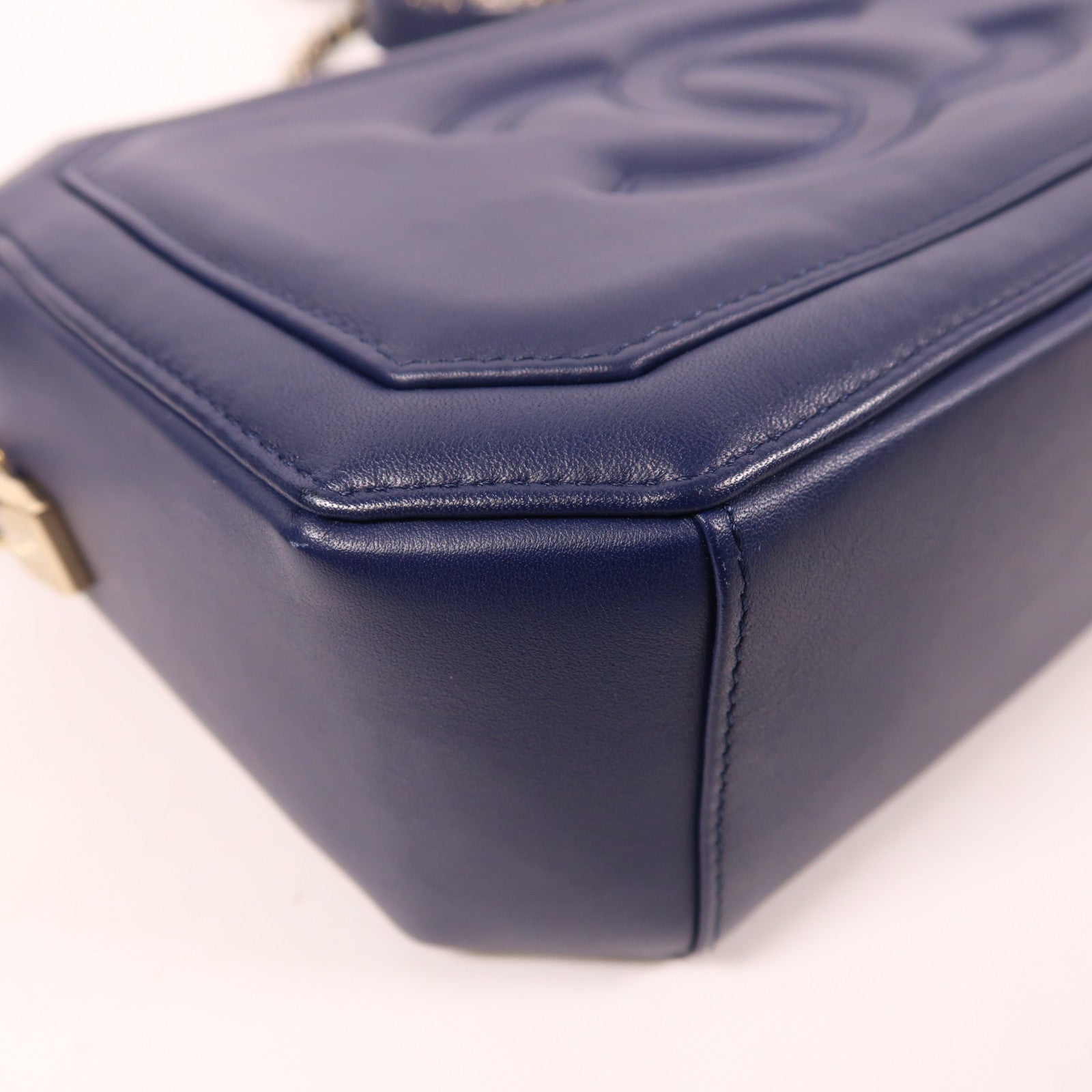 CHANEL 【激減優惠】牛皮皮革Shoulder Bag金扣鏈帶肩背袋藍色