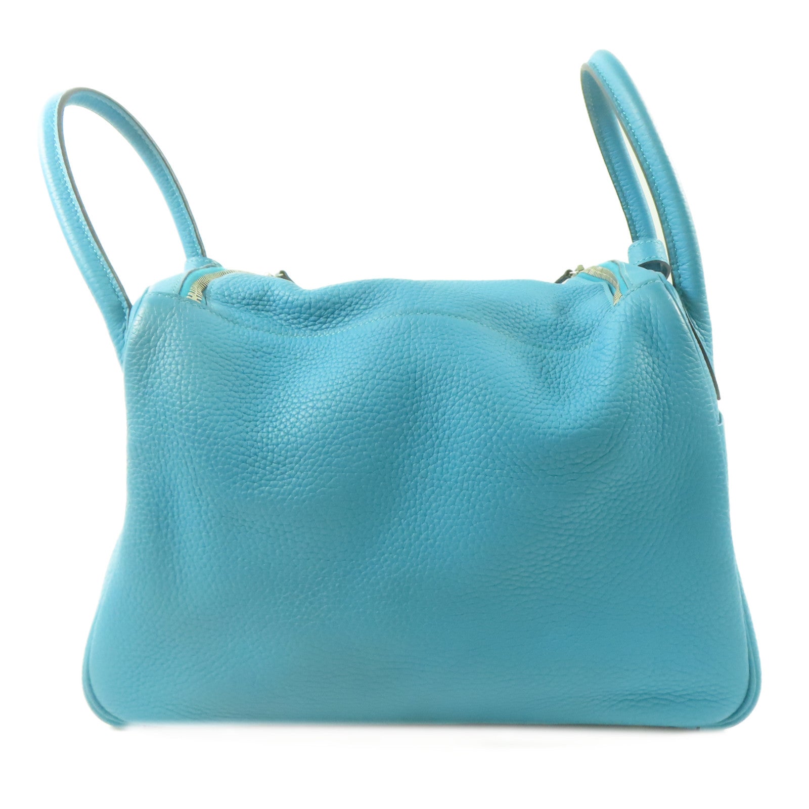 HERMES Clemence皮革Lindy 30銀扣手挽肩背兩用袋Turquoise/綠松石色