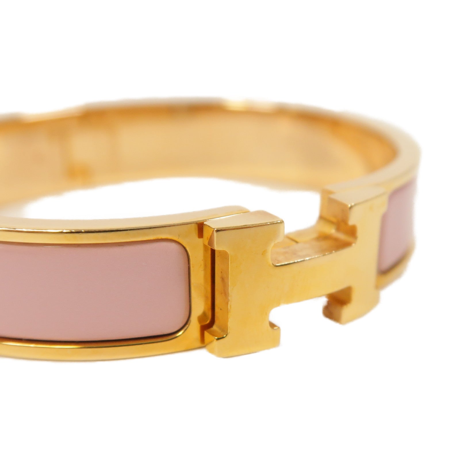 HERMES 金屬Clic H手鐲粉紅色