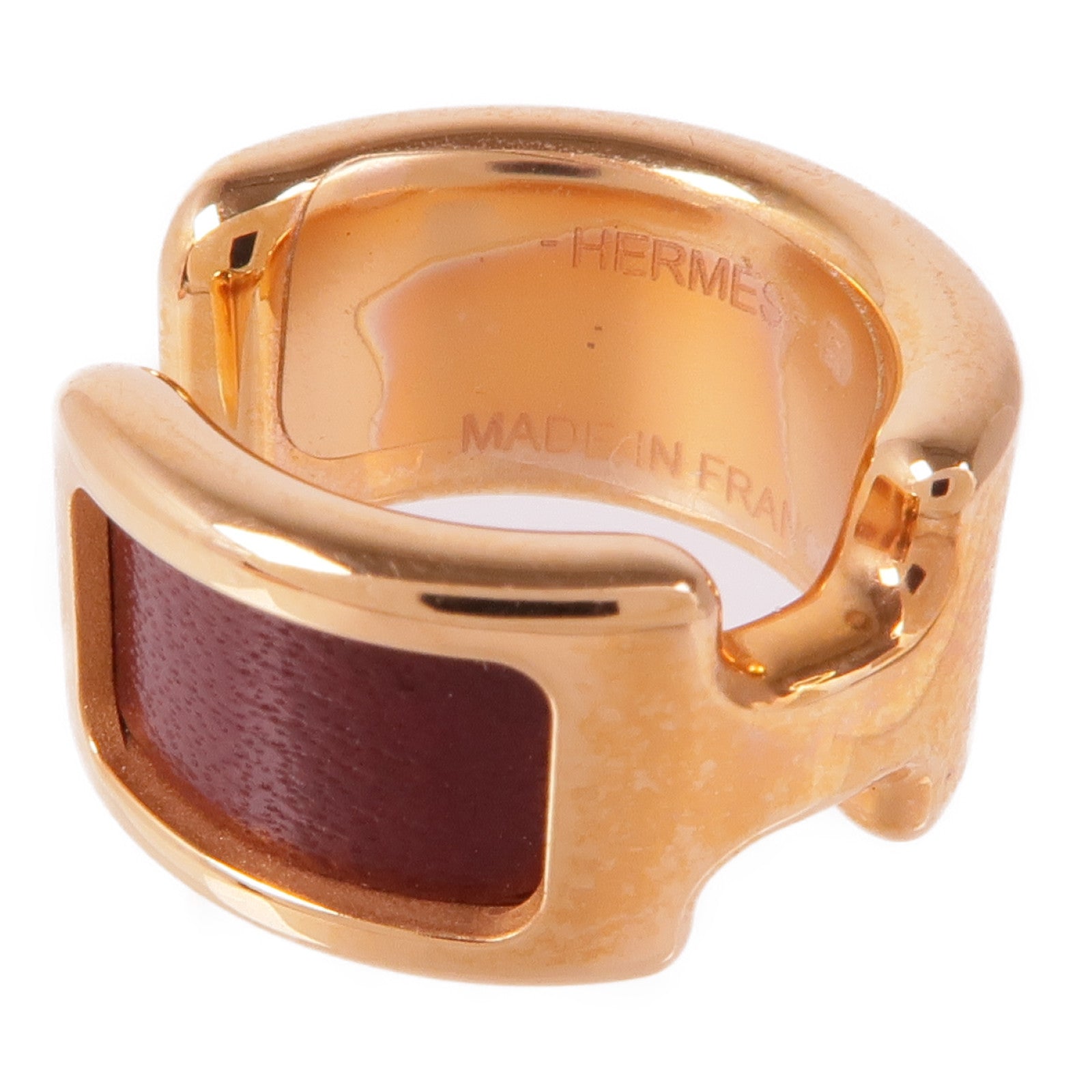 HERMES 金屬/Chevre皮革Olympe Ear Cuff耳夾Bordeaux
