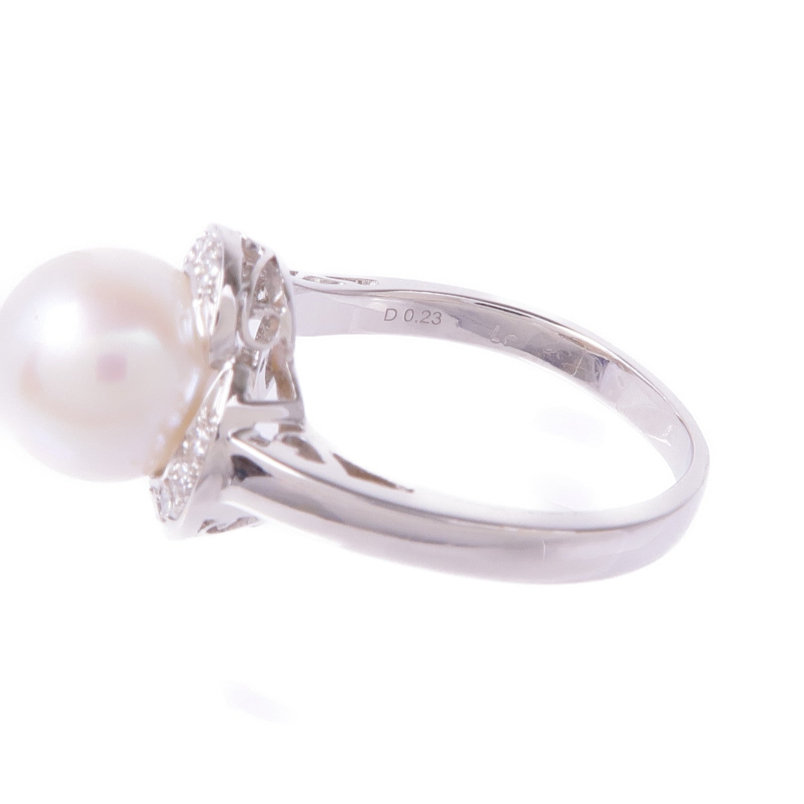 JEWELRY 18K白金Pearl Diamond Ring珍珠鑽石戒指US#6