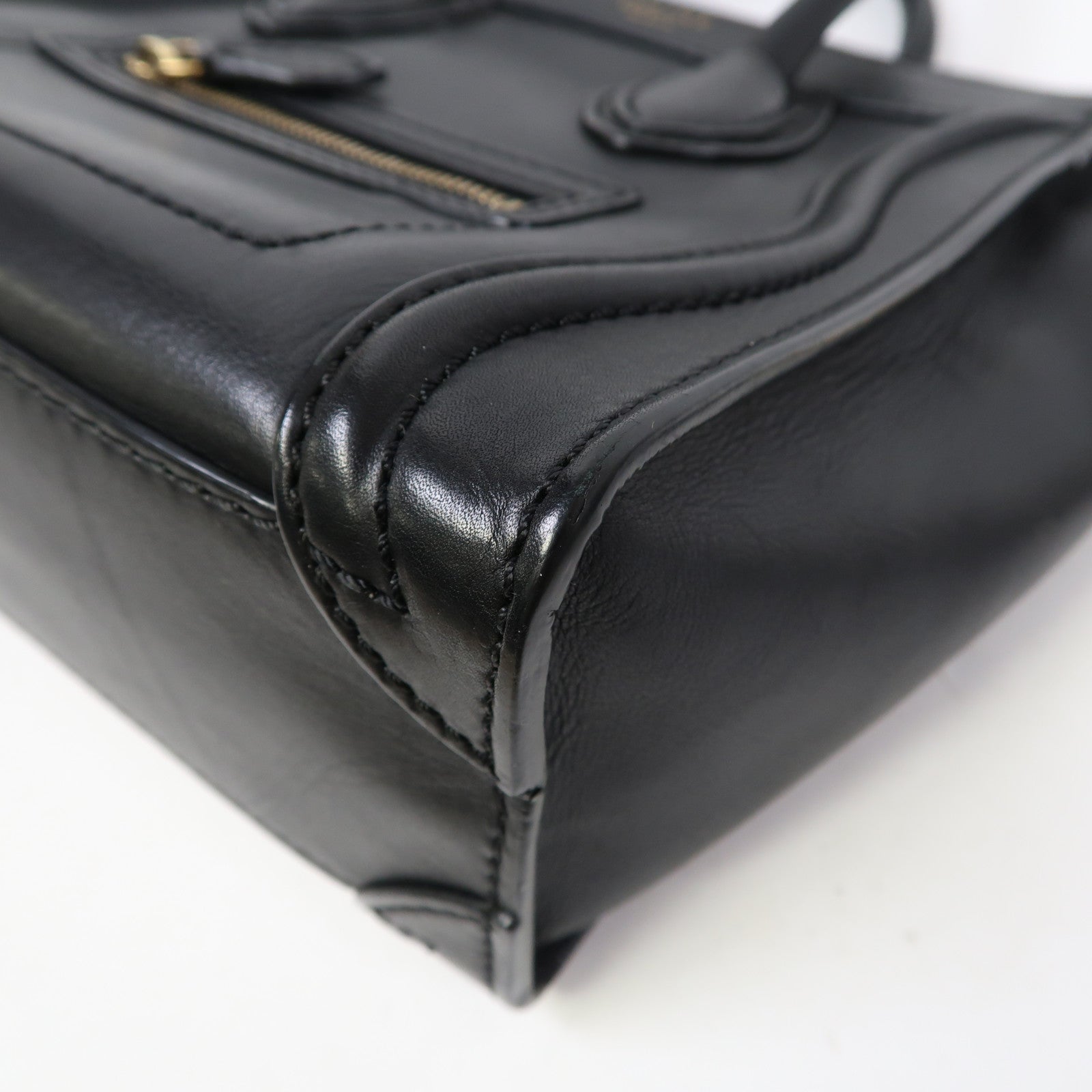 CELINE 牛皮皮革Luggage金扣手挽肩背兩用袋黑色