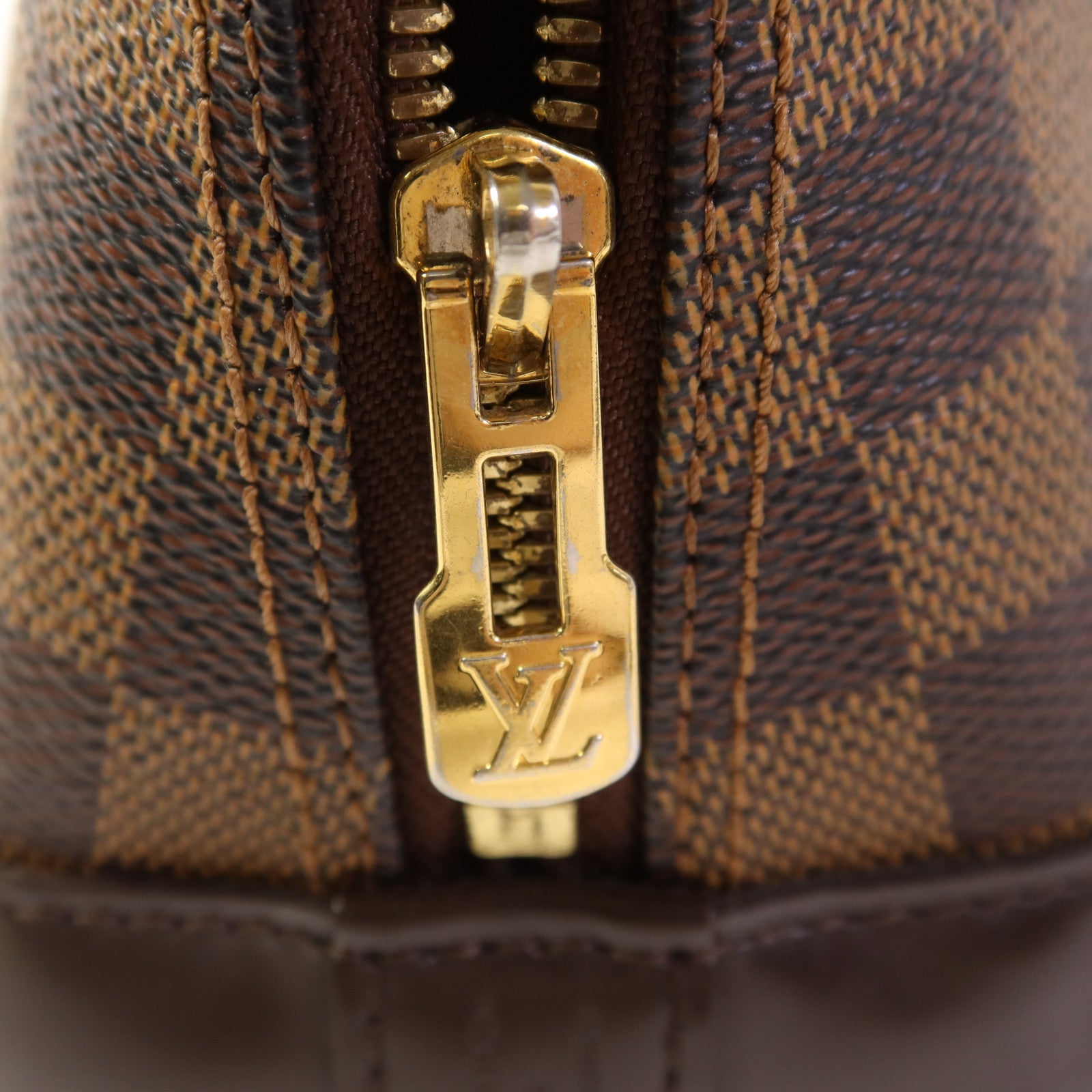 LOUIS VUITTON Damier Alma BB金扣手挽肩背兩用袋棕色